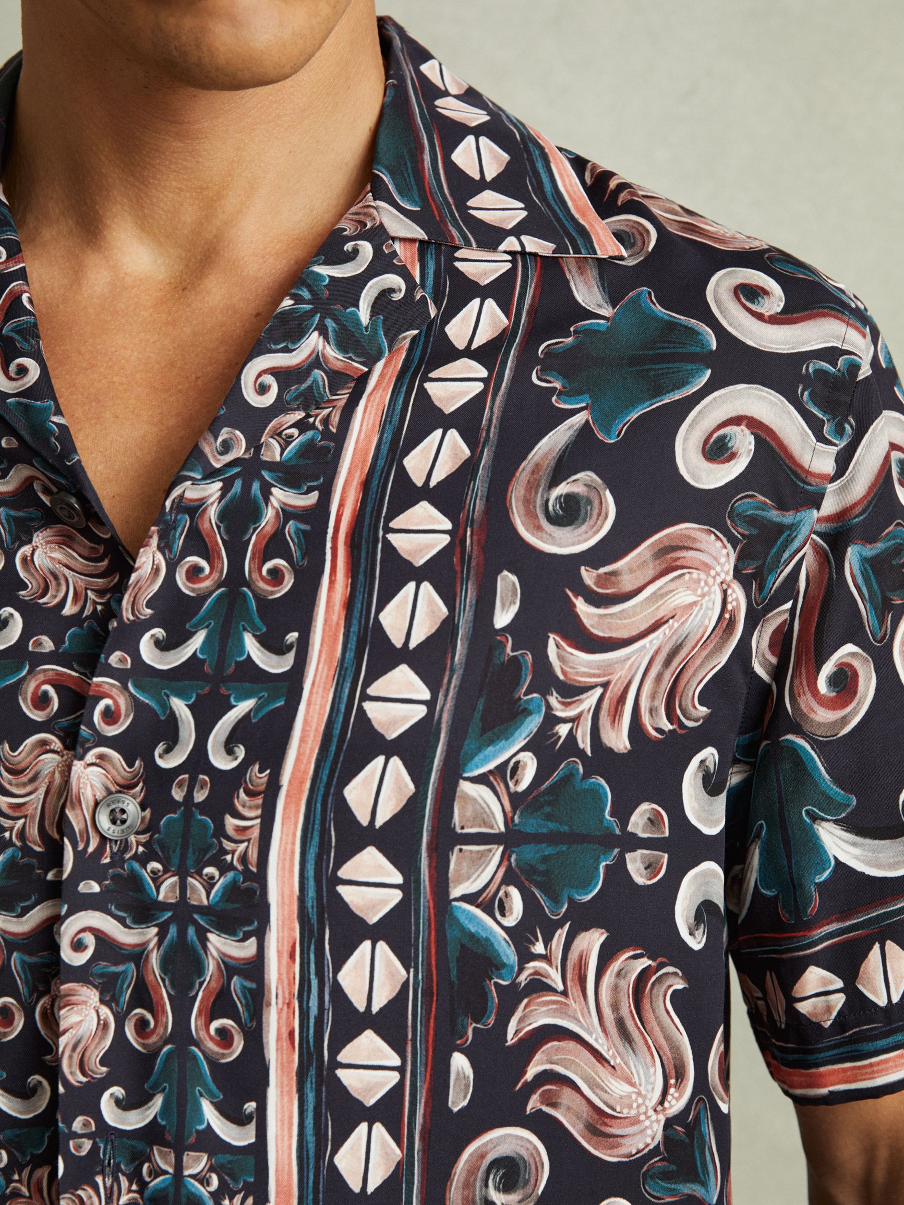 Finn Multi Relaxed Printed Cuban Collar Shirt - Image 3 of 5