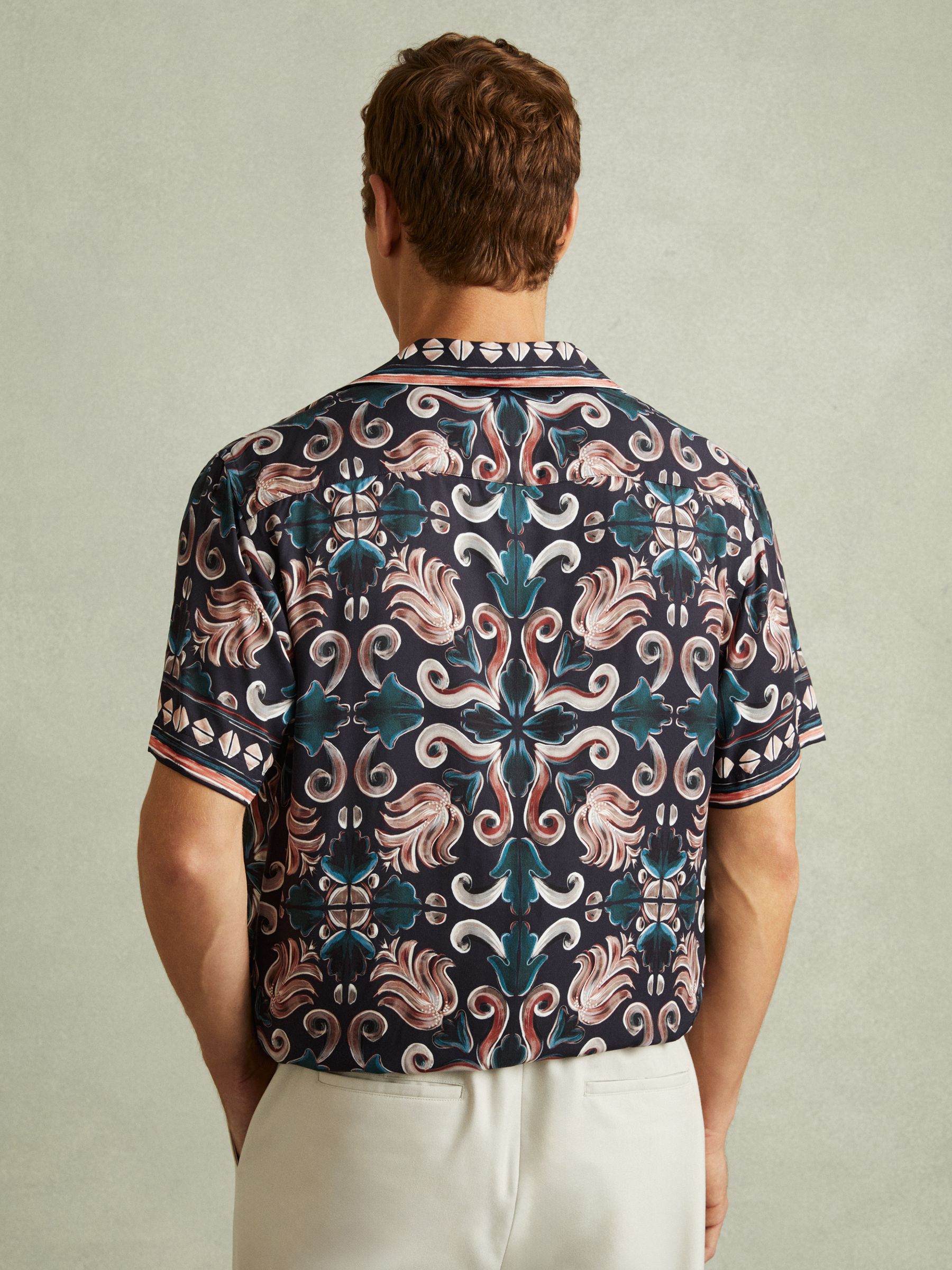 Finn Multi Relaxed Printed Cuban Collar Shirt - Image 4 of 5