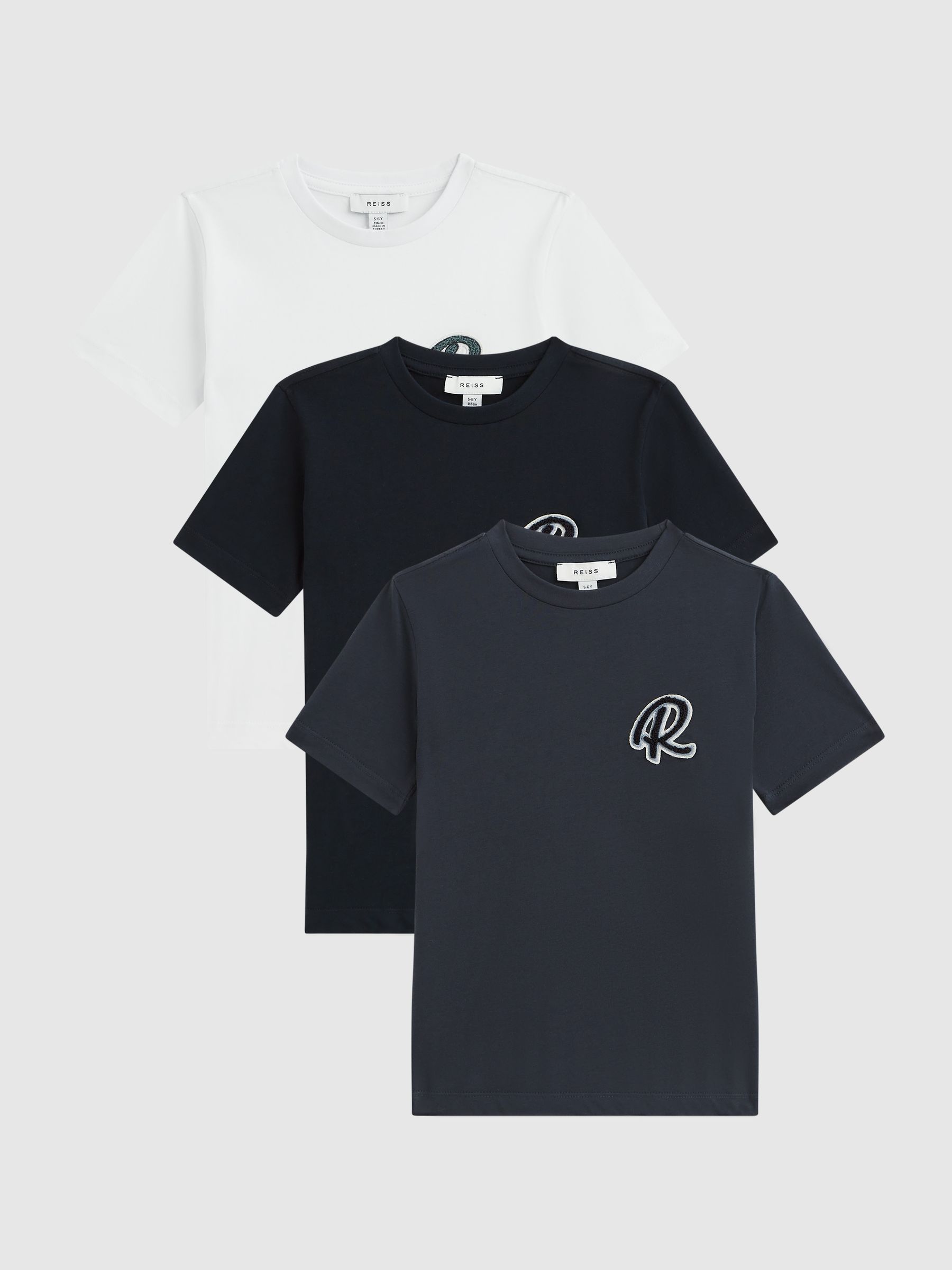 Cotton Crew-Neck T-shirt 3 Pack in Multi - Image 1 of 11