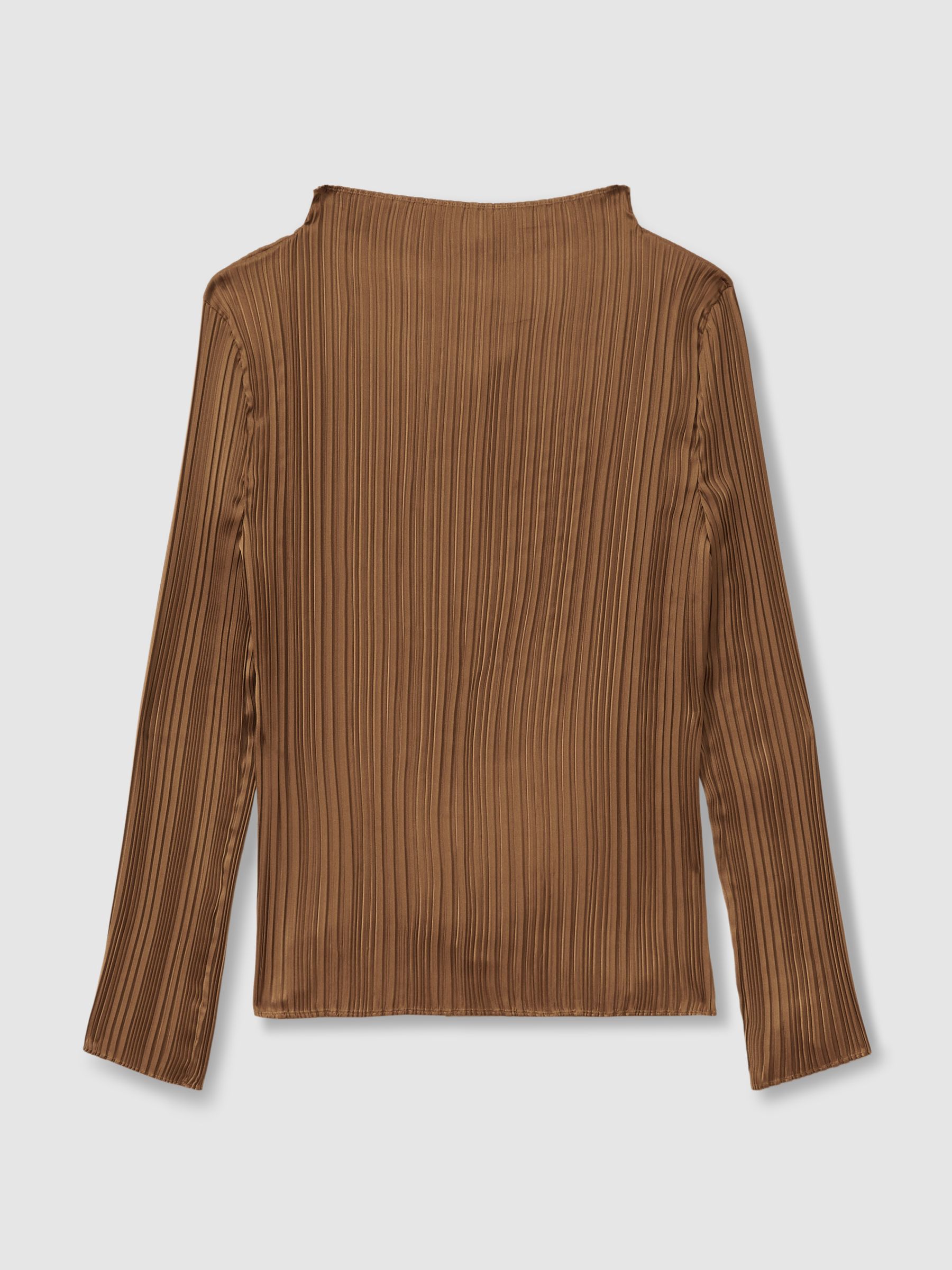 High Neck Plisse Top in Gold - Image 2 of 5