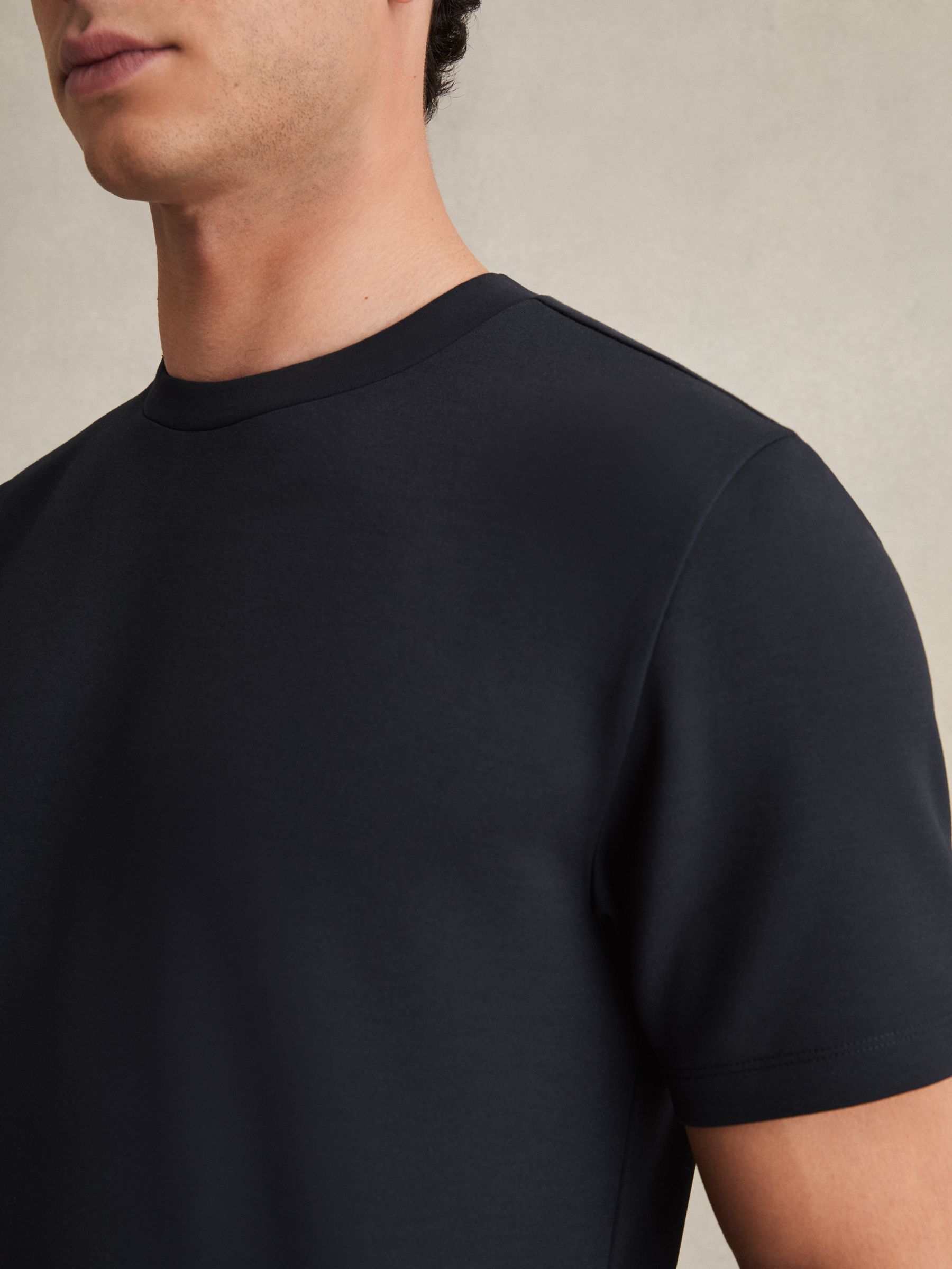 Interlock Jersey Crew Neck T-Shirt in Navy Blue - Image 4 of 7