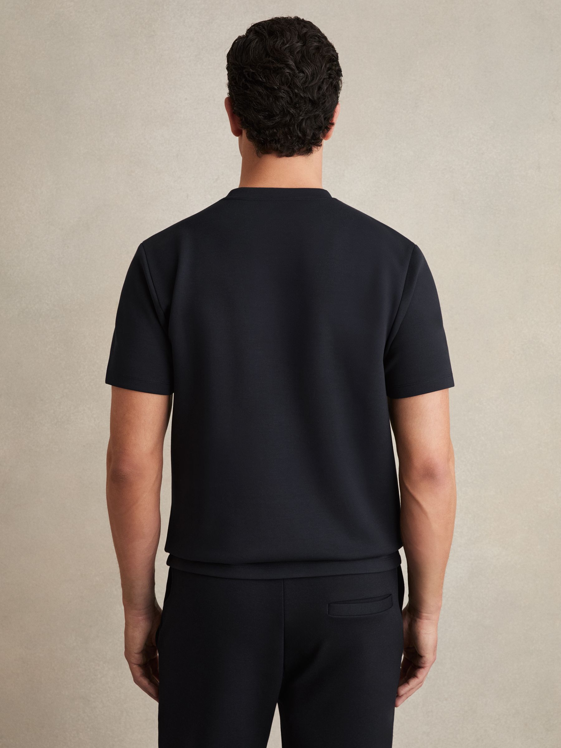 Interlock Jersey Crew Neck T-Shirt in Navy Blue - Image 5 of 7
