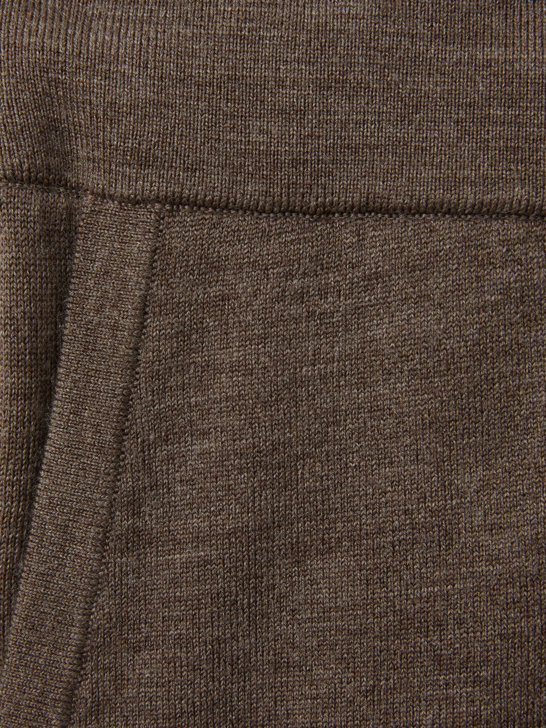 Merino Wool Blend Drawstring Joggers in Dark Brown Melange - Image 6 of 6