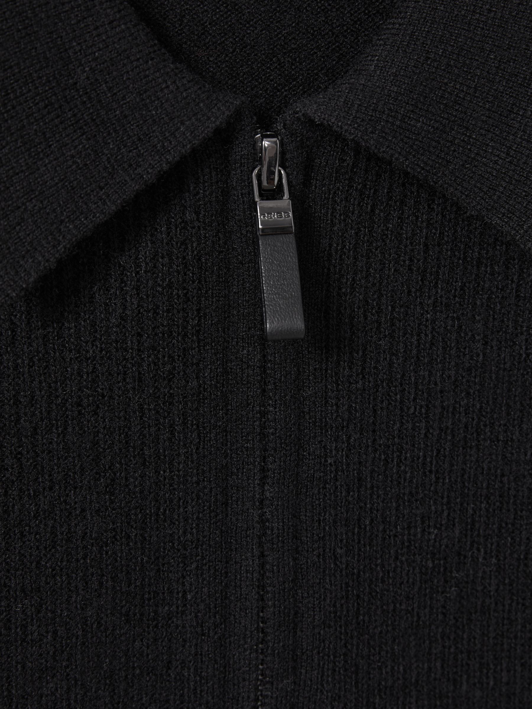 Wool Half-Zip Polo Shirt in Black - Image 5 of 5