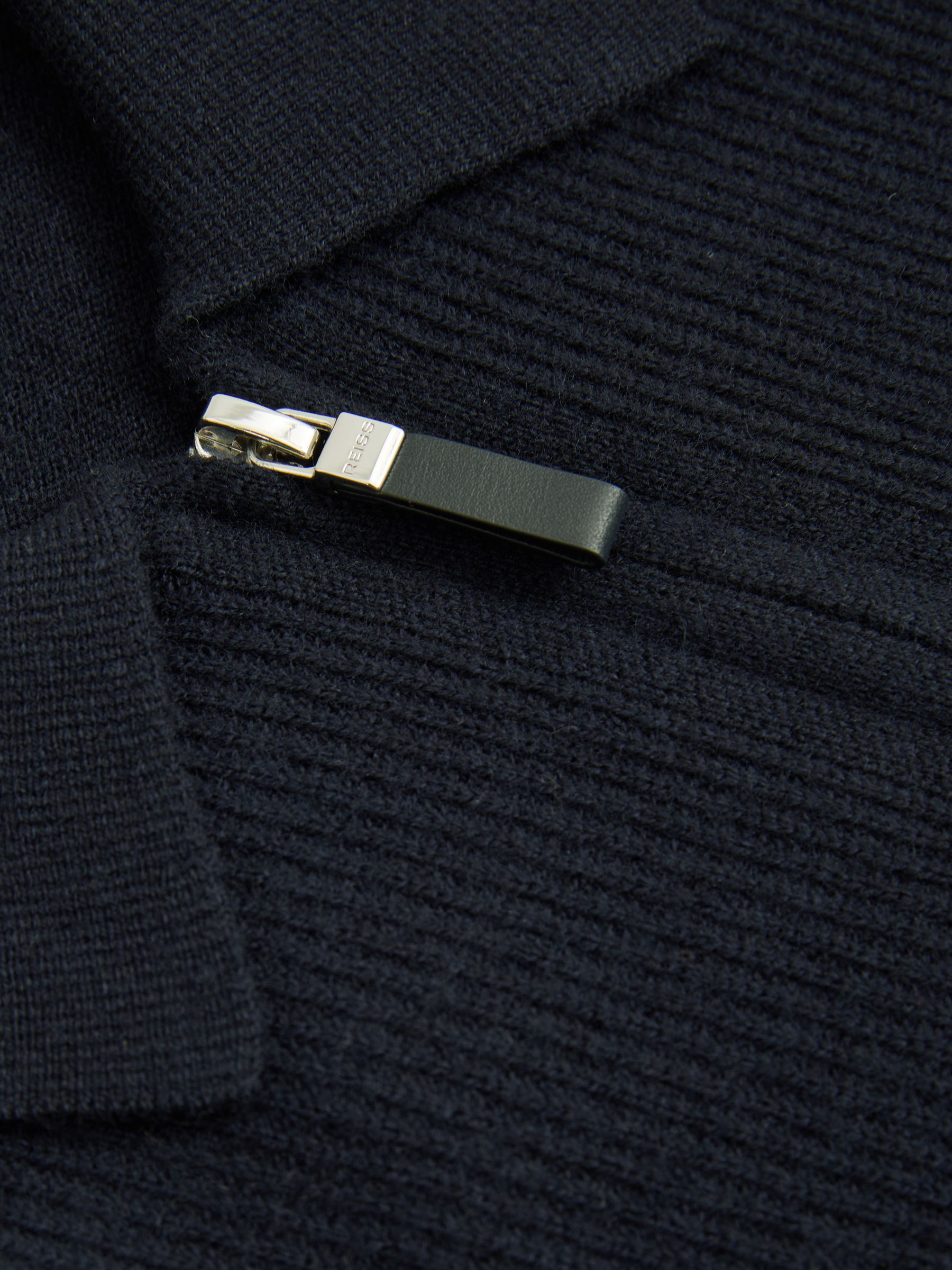 Wool Half-Zip Polo Shirt in Navy Blue - Image 5 of 5