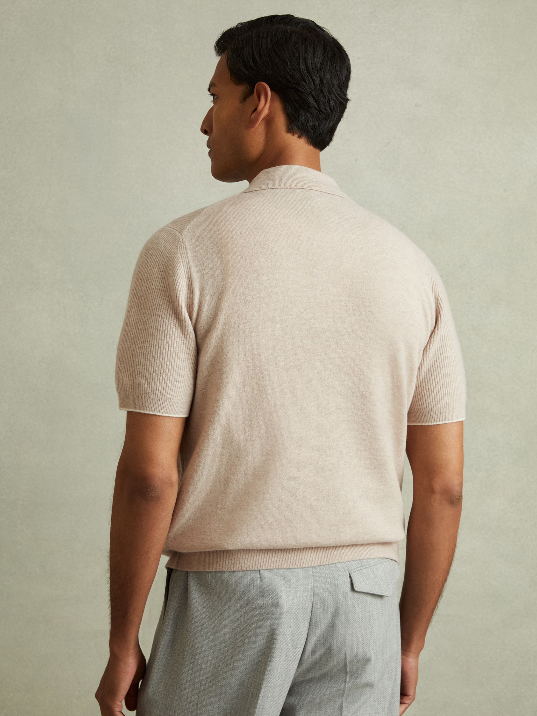 Wool Ribbed Button-Through Top in Oatmeal - Image 4 of 5