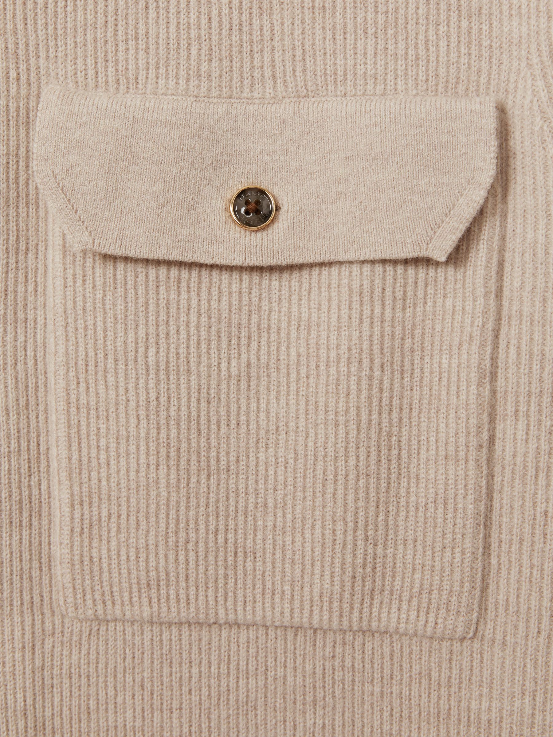 Wool Ribbed Button-Through Top in Oatmeal - Image 5 of 5