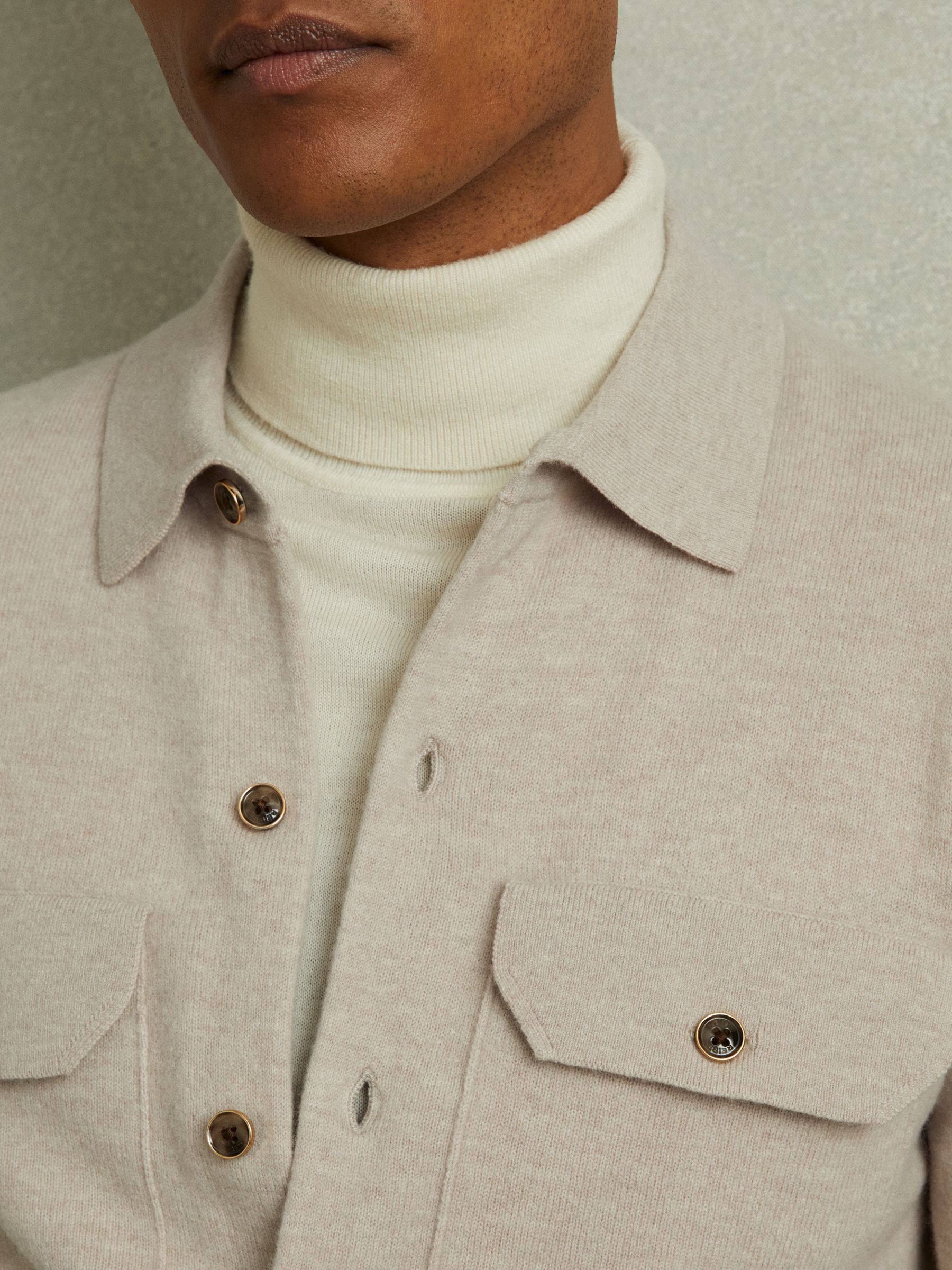 Merino Wool Button-Front Cardigan in Oatmeal - Image 3 of 5