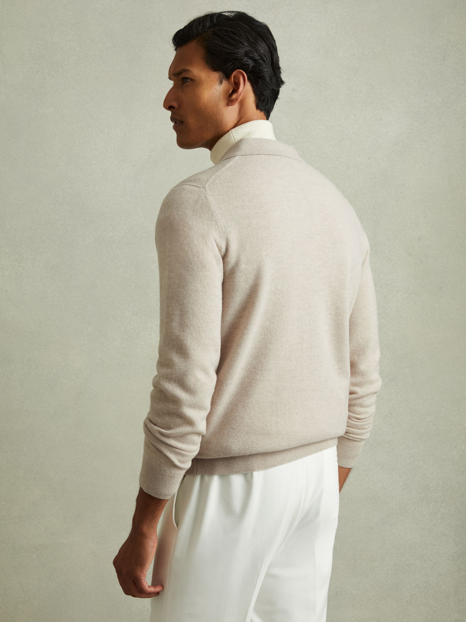 Merino Wool Button-Front Cardigan in Oatmeal - Image 4 of 5
