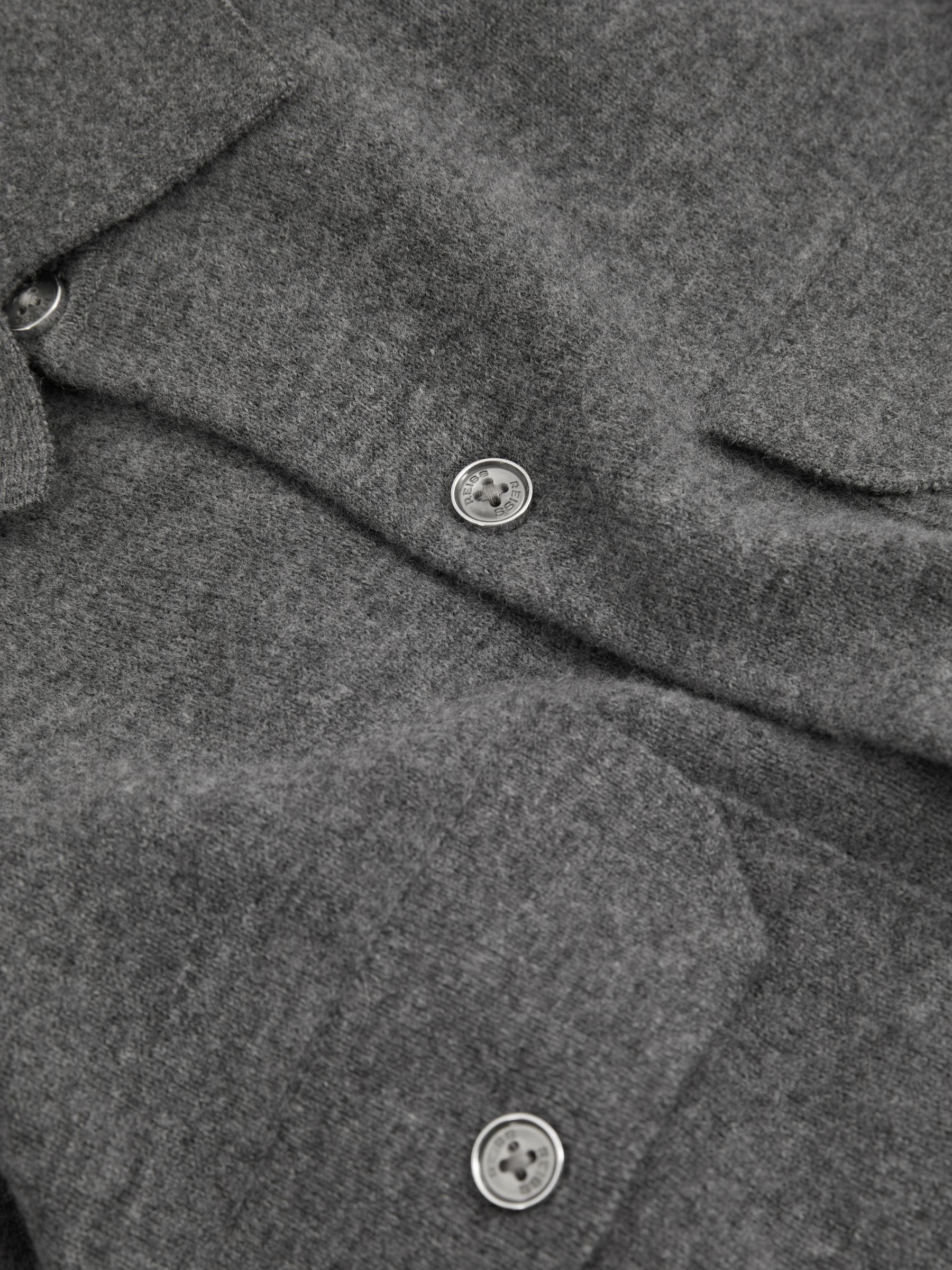 Merino Wool Button-Front Cardigan in Grey Melange - Image 5 of 5