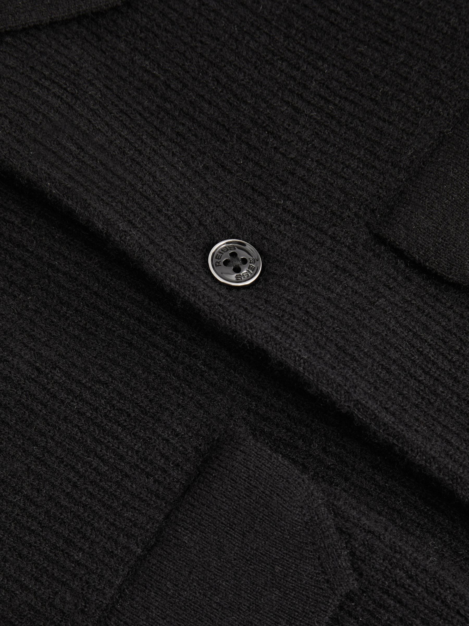Wool Ribbed Button-Through Top in Black - Image 5 of 5