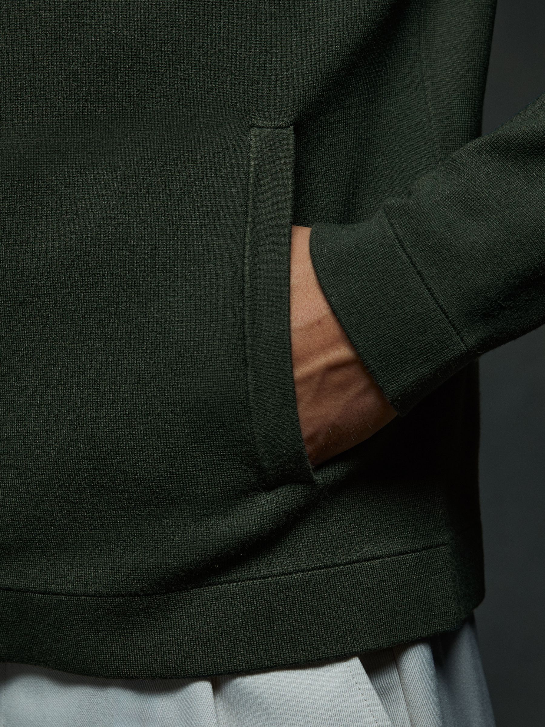 Knitted Zip-Through Jacket in Dark Green - Image 5 of 6