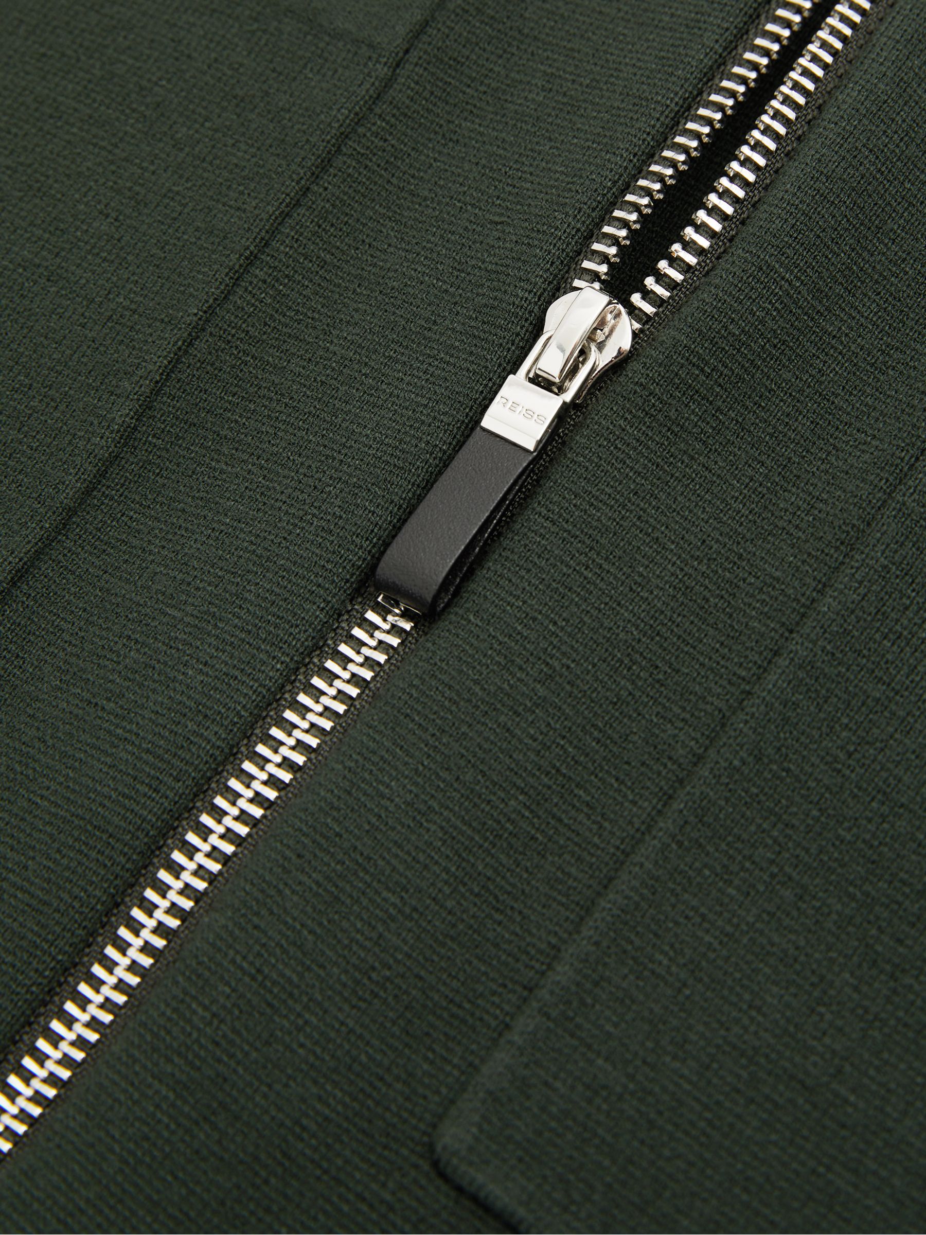 Knitted Zip-Through Jacket in Dark Green - Image 6 of 6