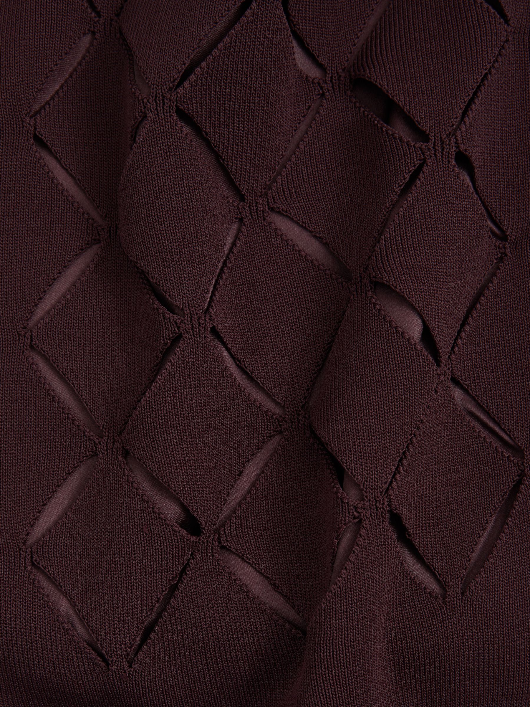 Laser Cut-Out Cuban Collar Shirt in Bordeaux - Image 6 of 6