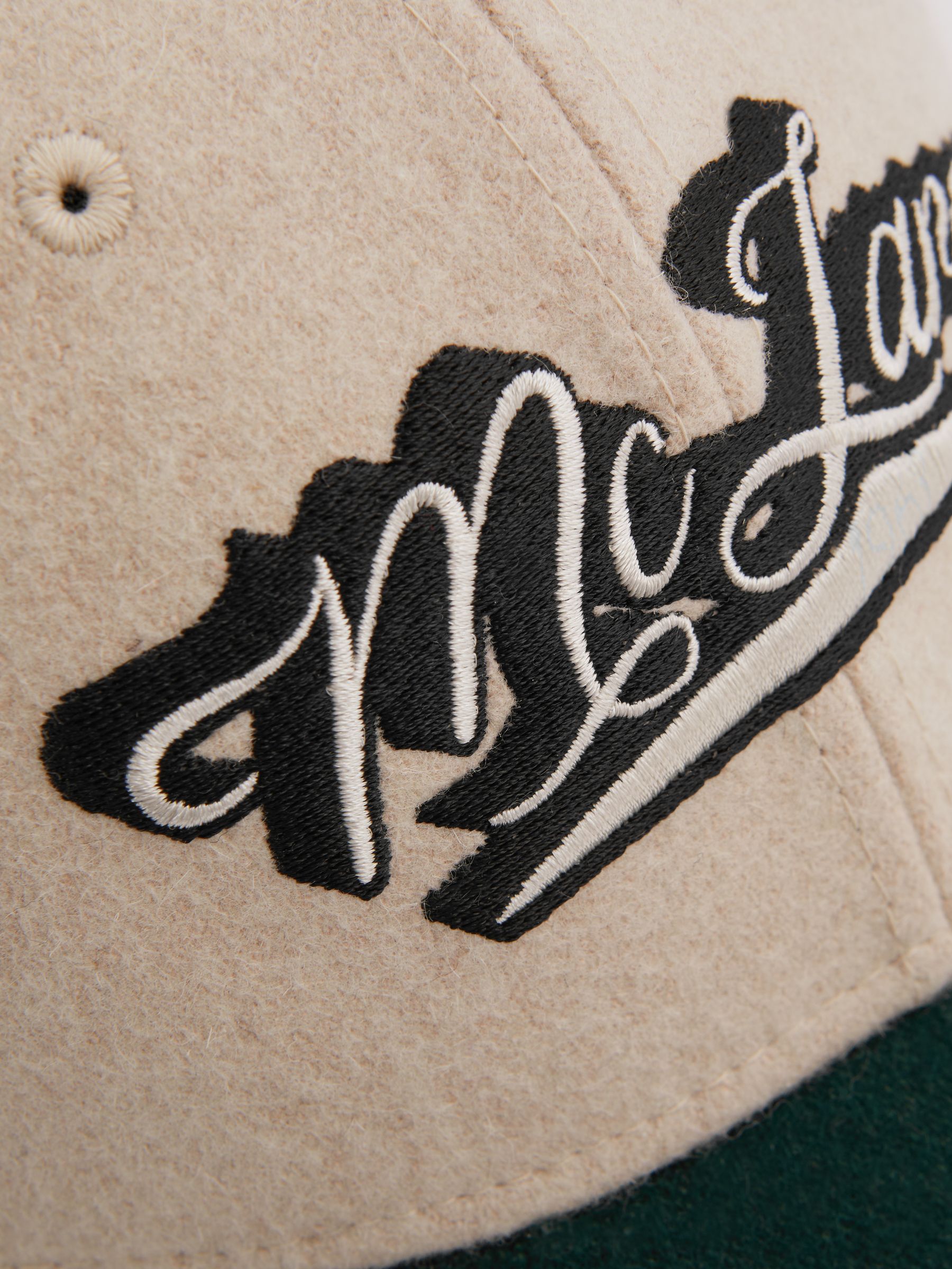 McLaren F1 Wool Blend Embroidered Baseball Cap in Ecru/Green - Image 3 of 4