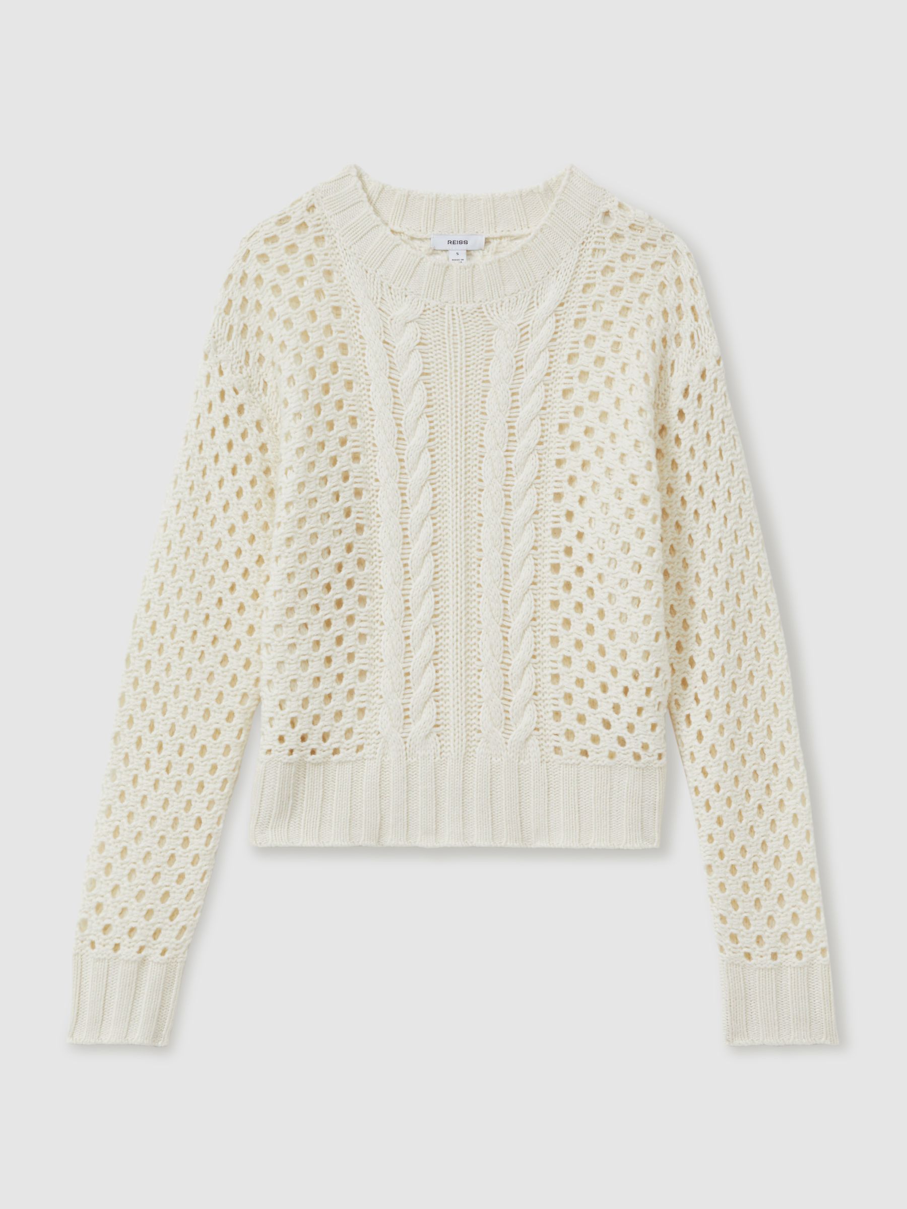 Cable Knit Jumper with Wool and Cashmere in Ivory - Image 2 of 6