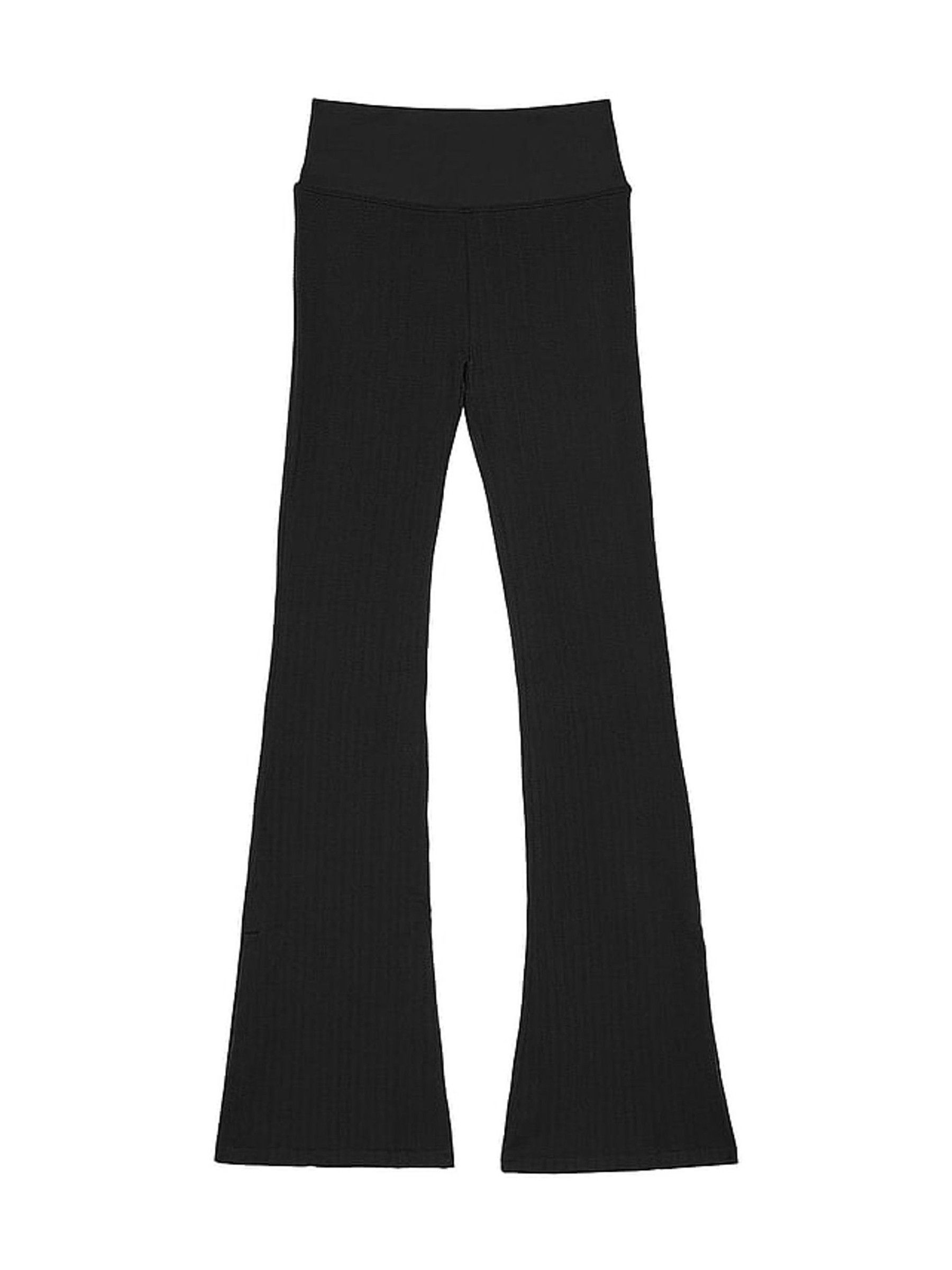 Black Seamless Cable Knit High Waist Flare Leggings - Image 3 of 3