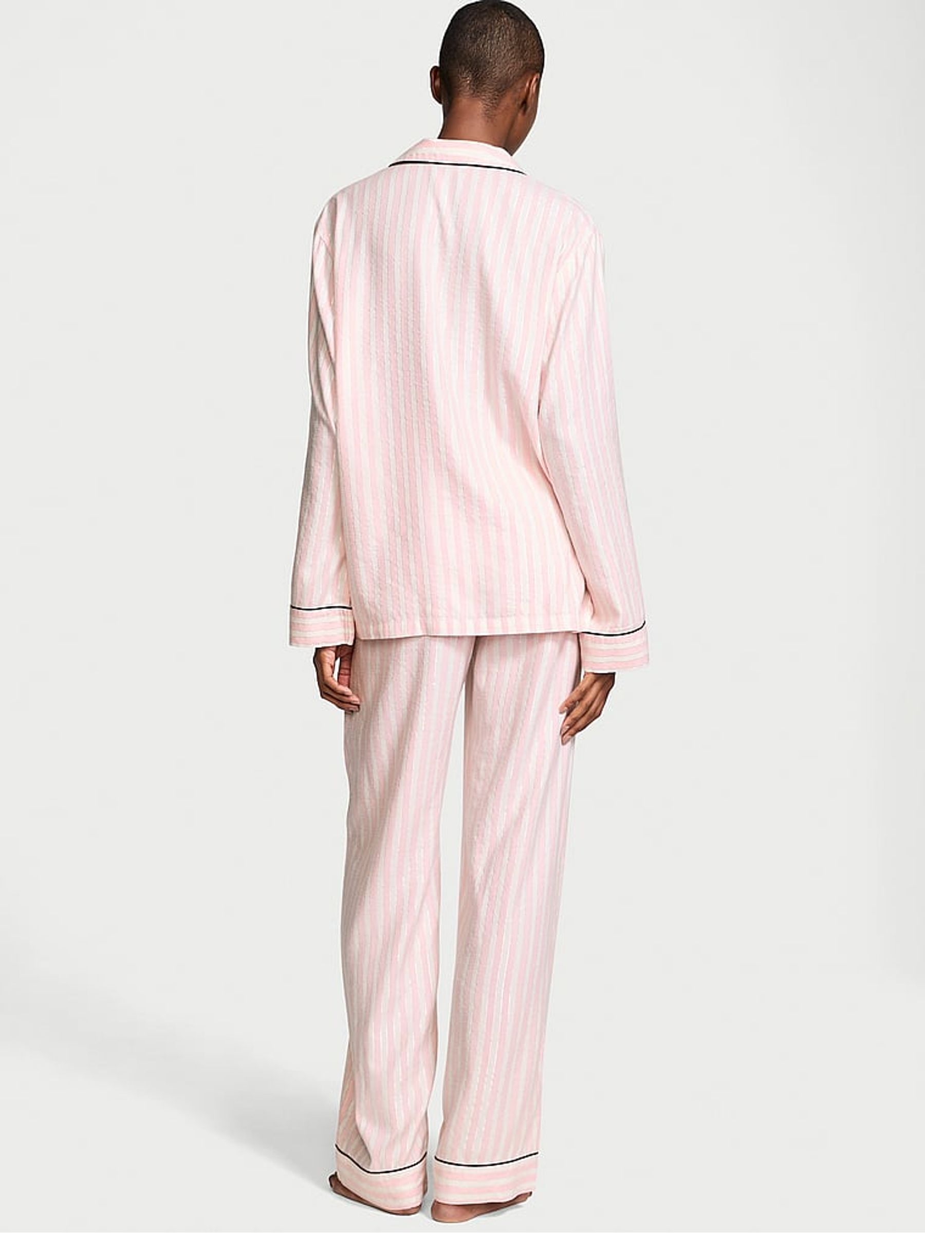Pretty Blossom Pink Stripe Flannel Long Pyjama Set - Image 2 of 3