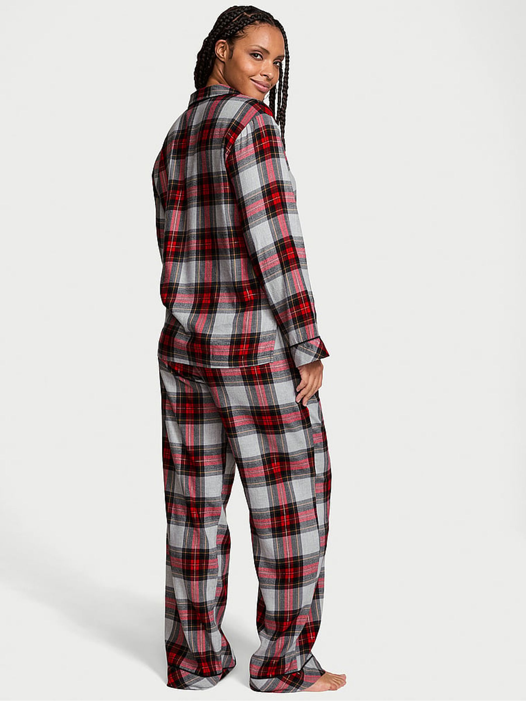Red Grey Tartan Flannel Long Pyjama Set - Image 2 of 4