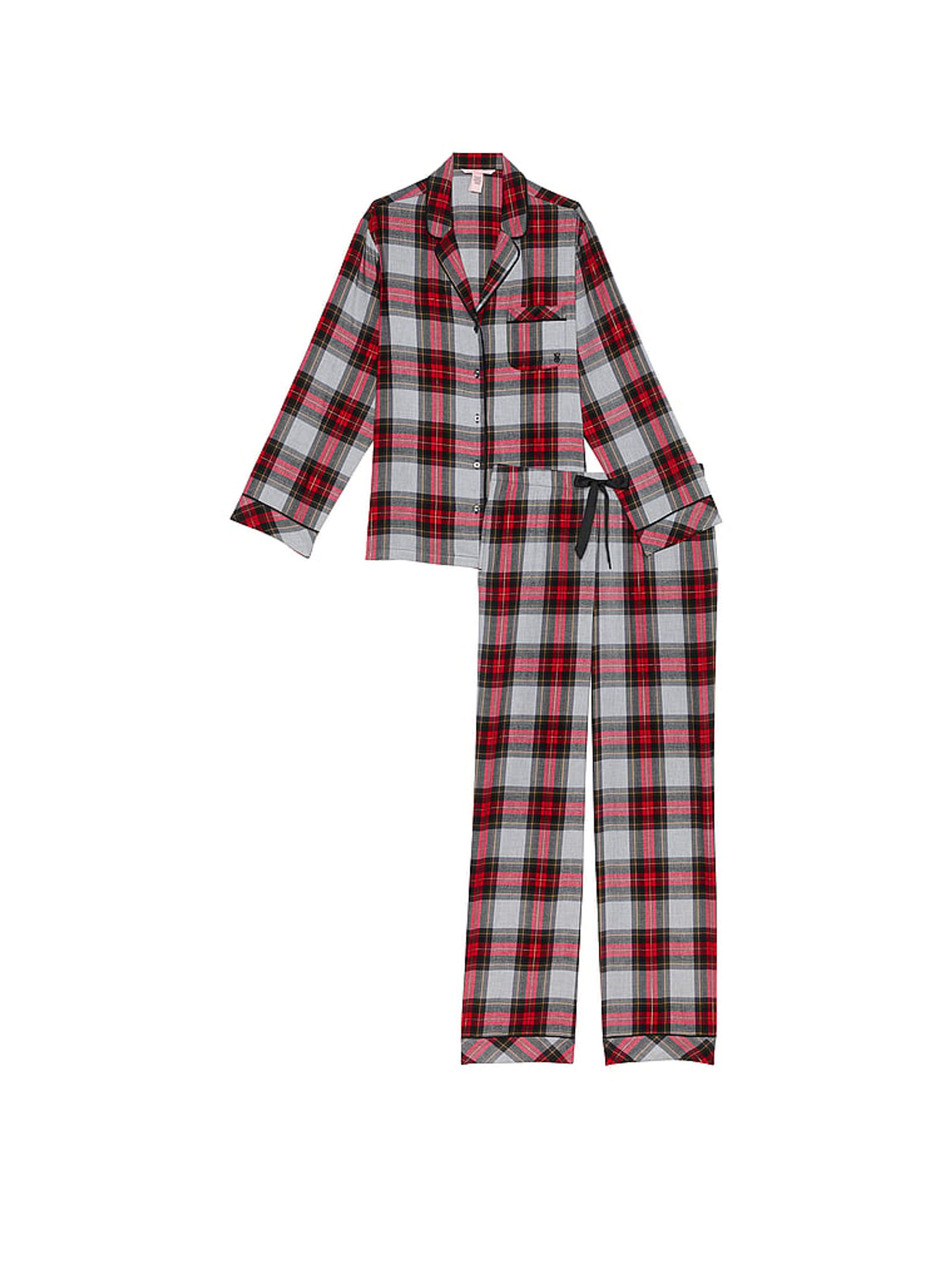 Red Grey Tartan Flannel Long Pyjama Set - Image 3 of 4