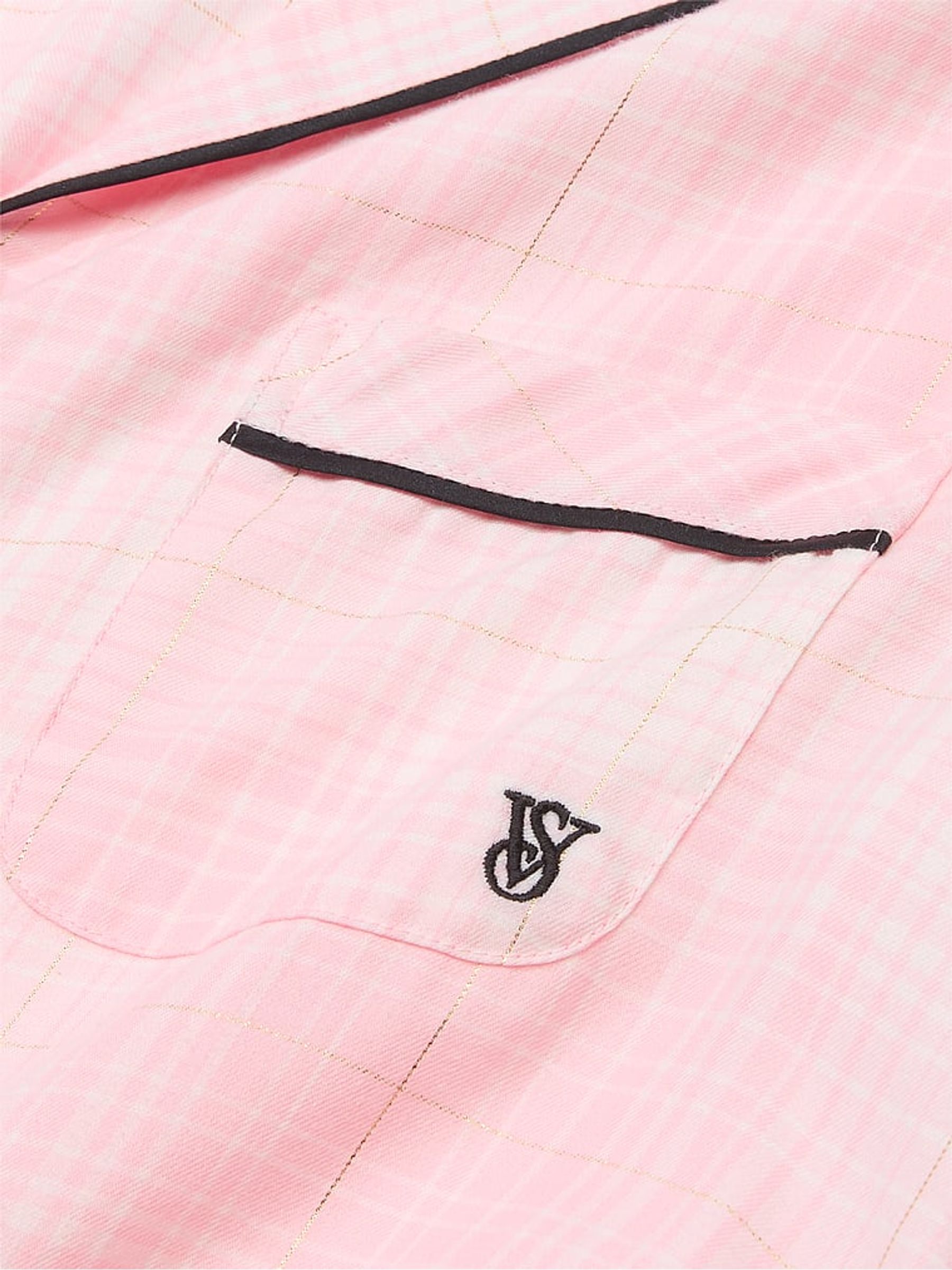 Pretty Blossom/White Plaid Pink Flannel Short Pyjama Set - Image 4 of 4