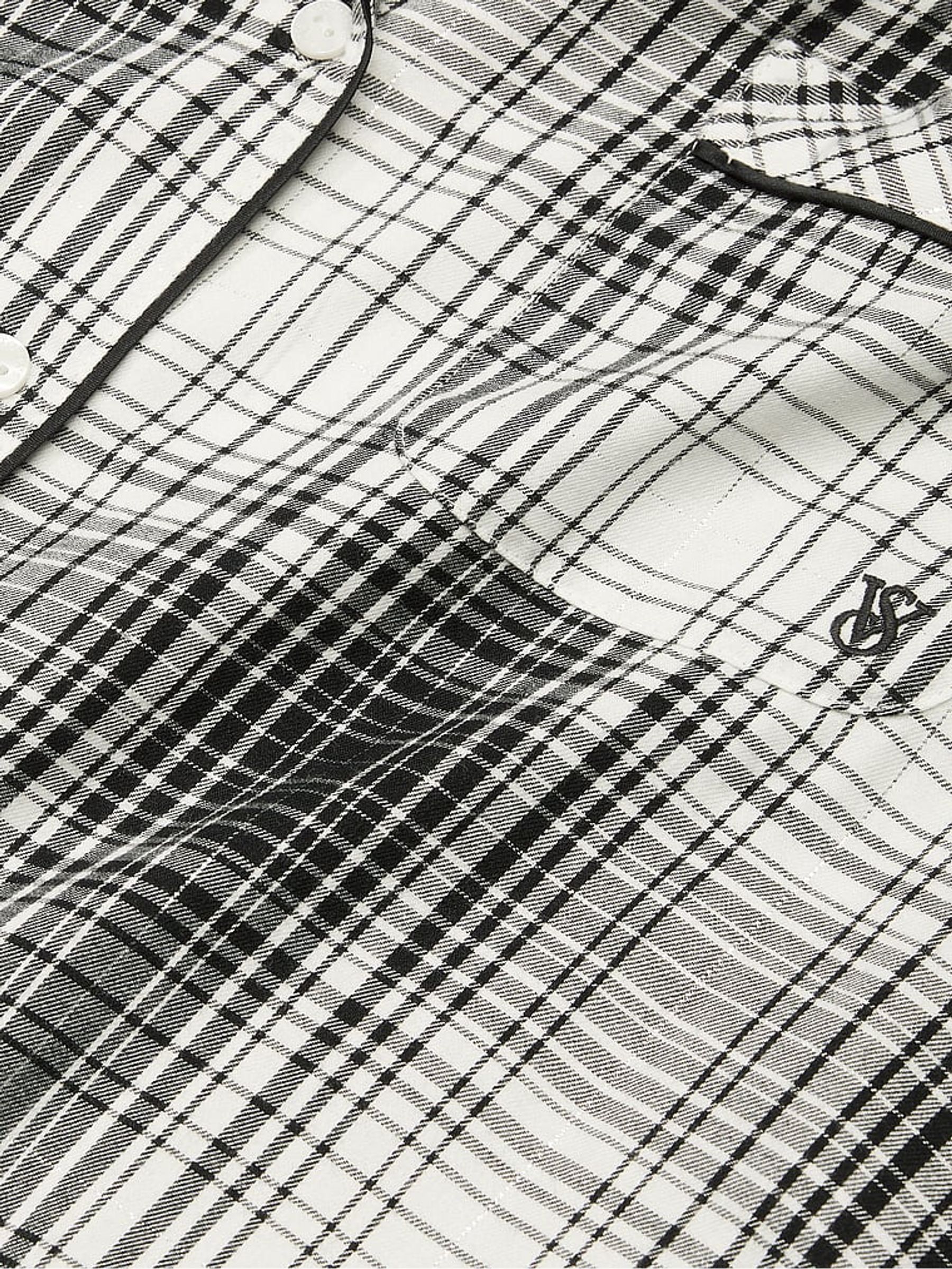 Black White Plaid Flannel Long Pyjama Set - Image 4 of 4