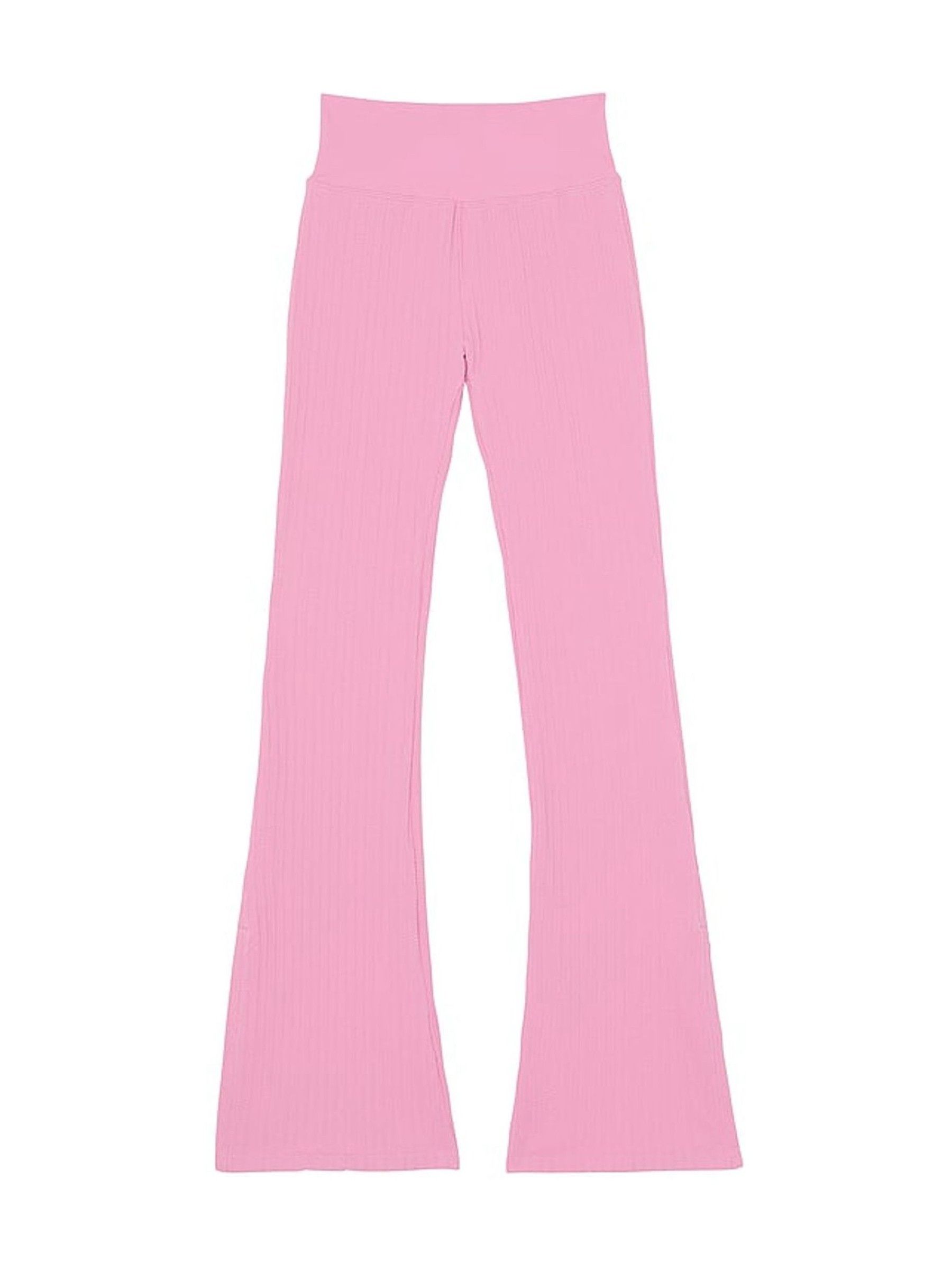 Moonstone Pink Seamless Cable Knit High Waist Flare Leggings - Image 3 of 4