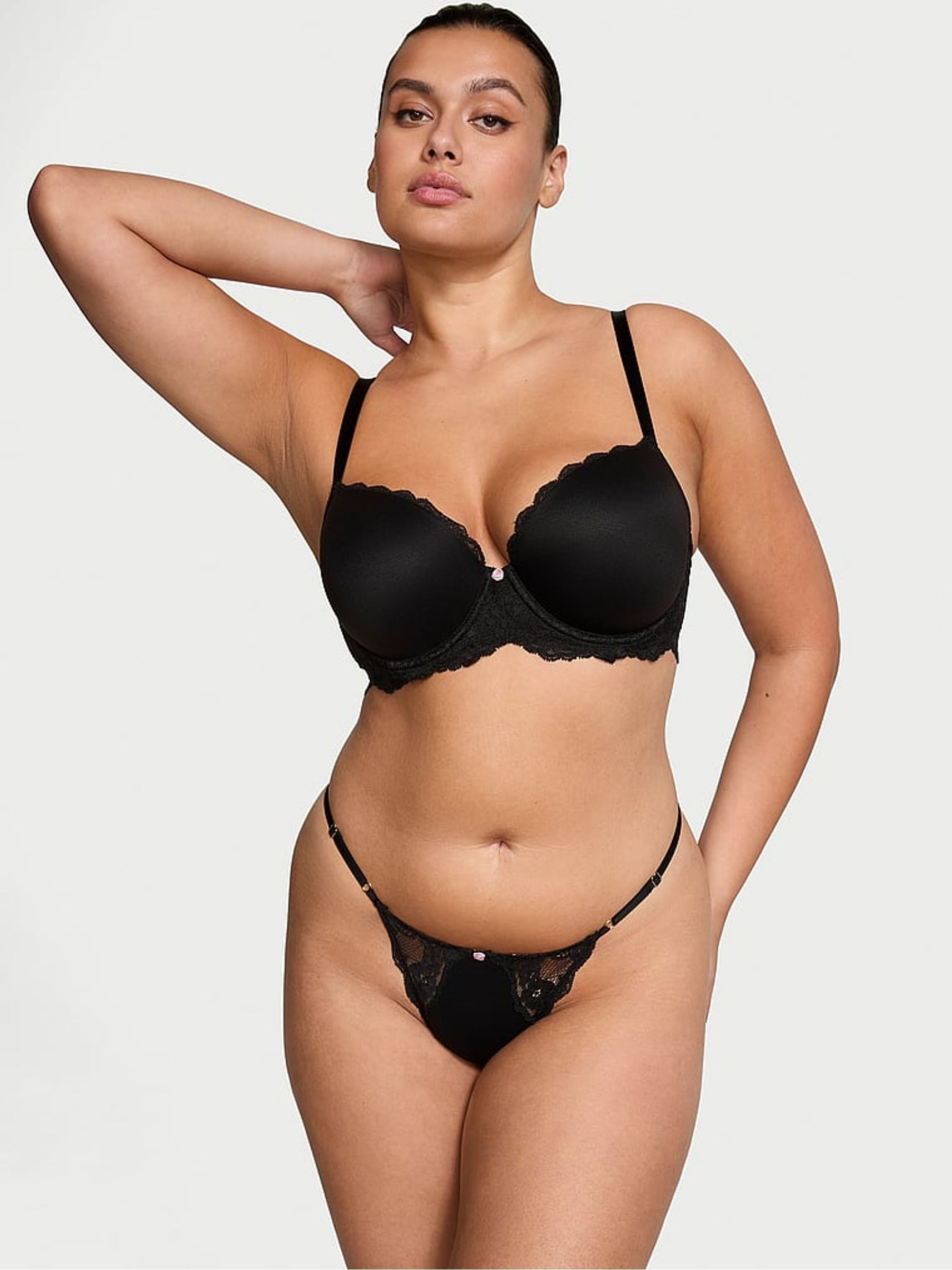 Black Lace Trim Lightly Lined Demi Bra - Image 3 of 6