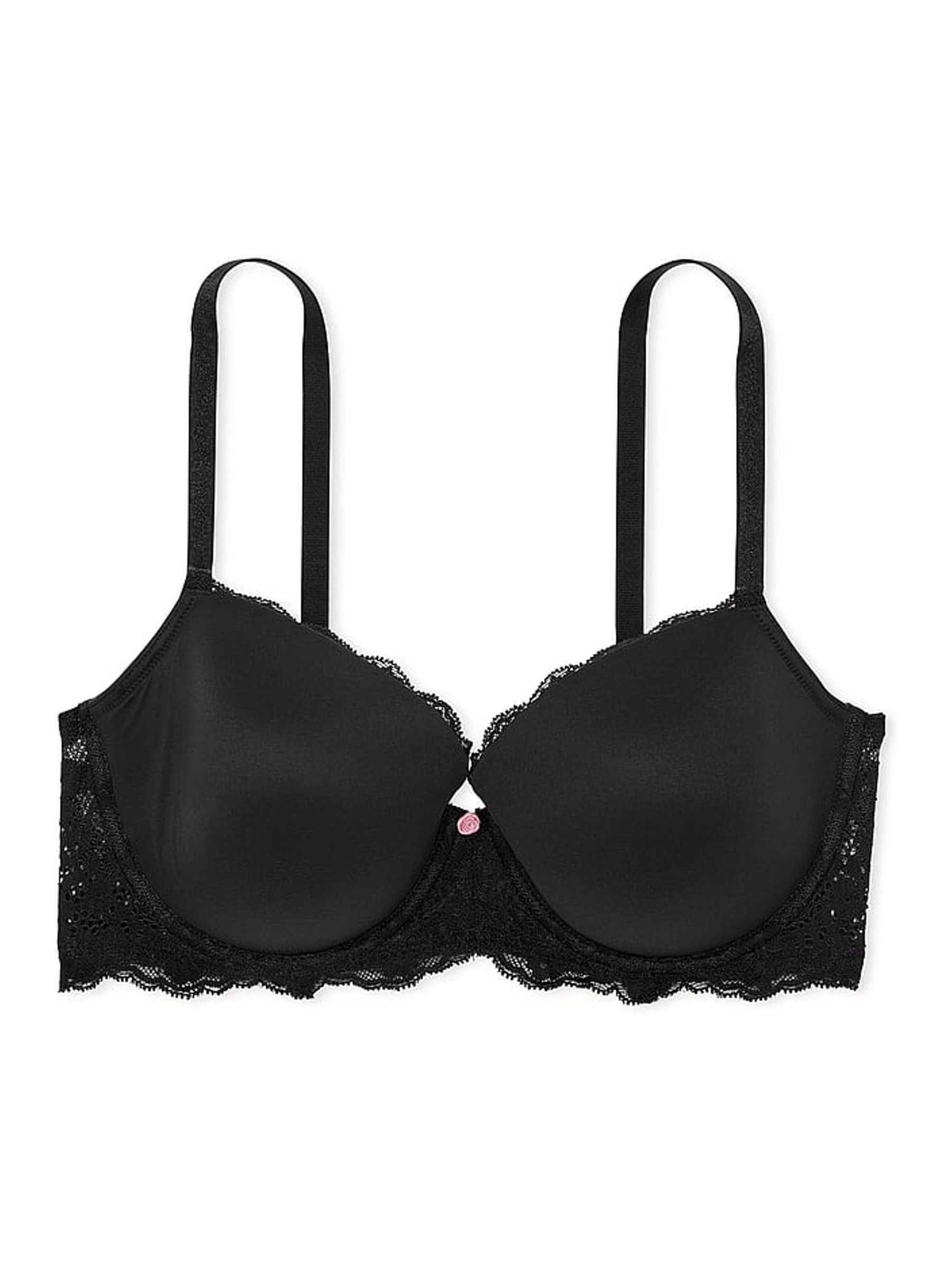 Black Lace Trim Lightly Lined Demi Bra - Image 4 of 6