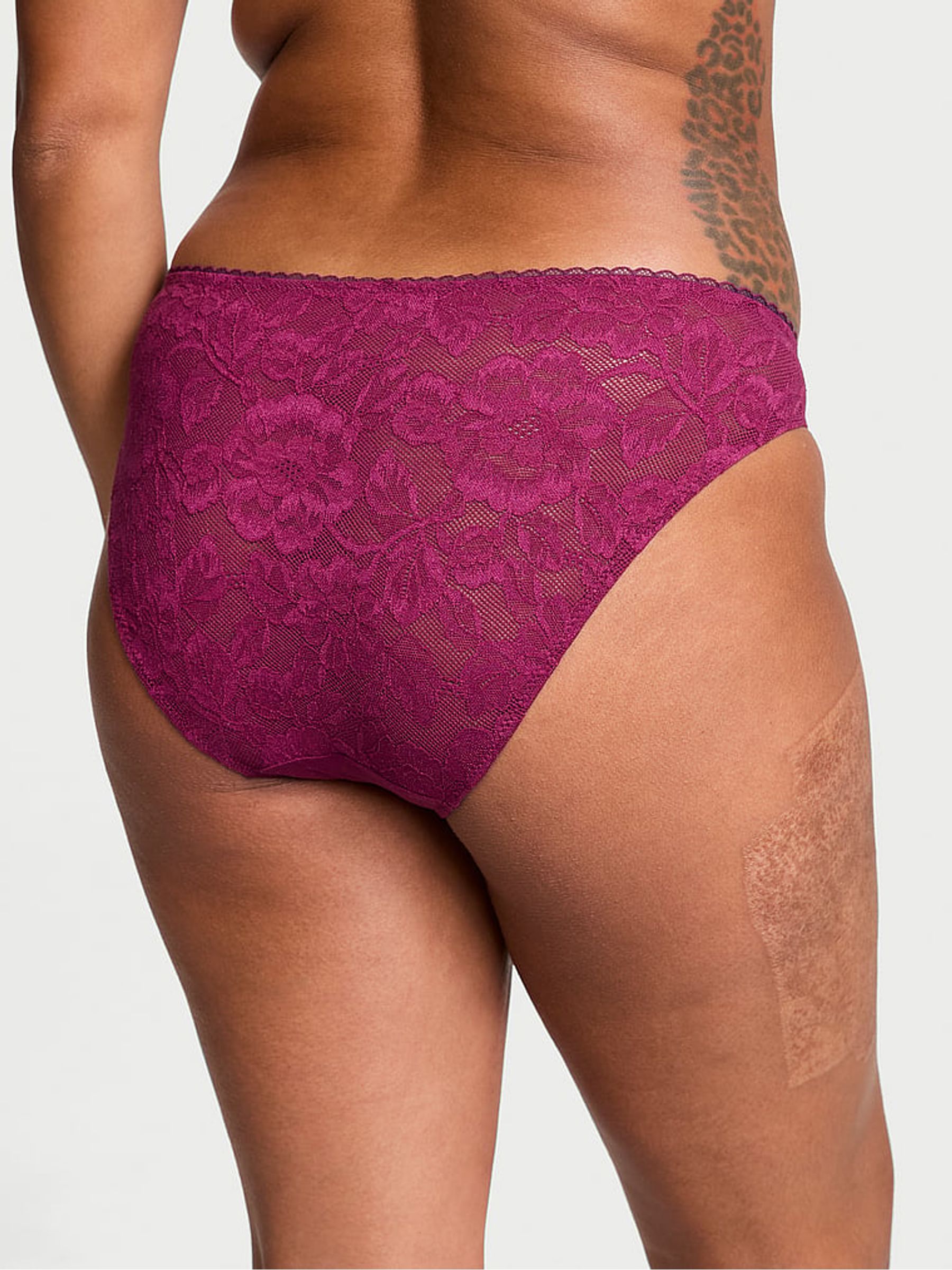 Plum Rouge Purple Adaptive Lace Bikini Knickers - Image 2 of 4