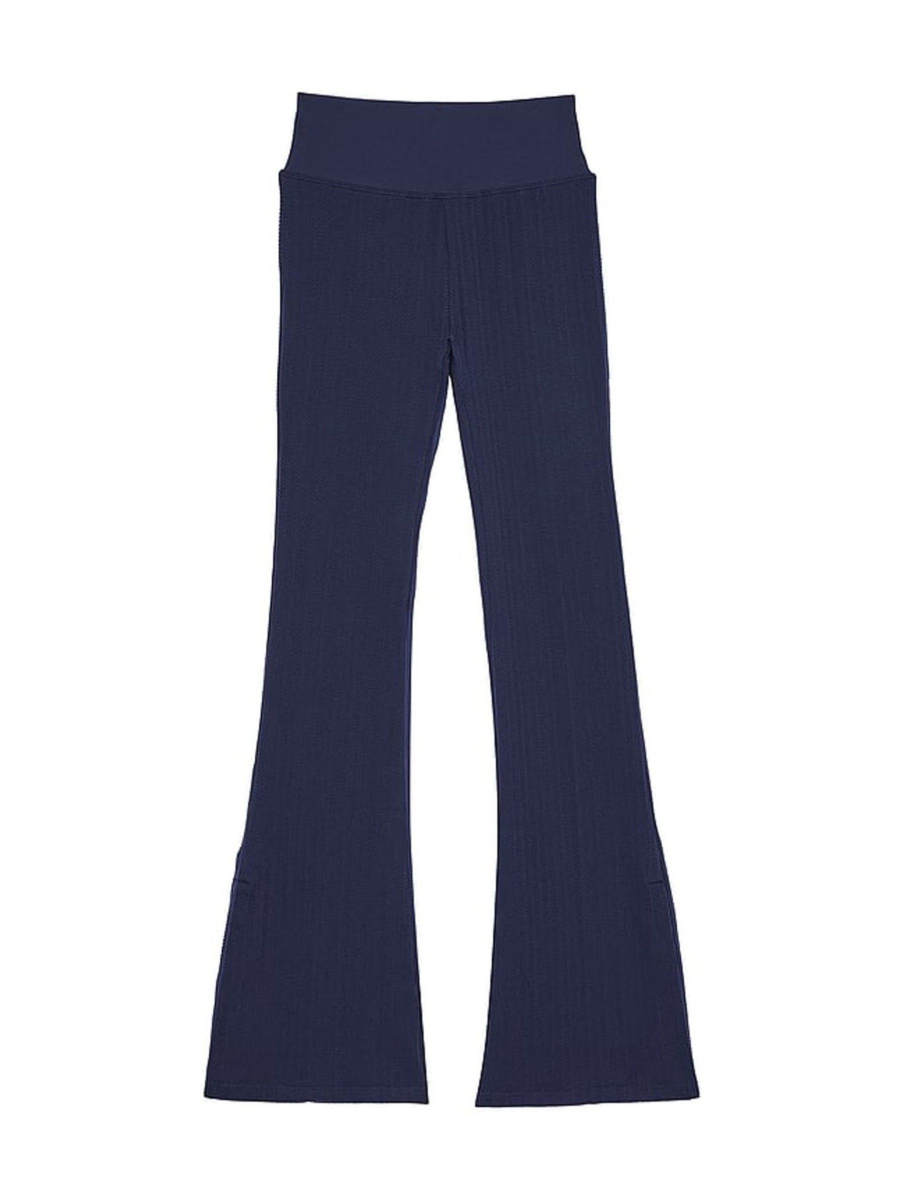 Midnight Navy Blue Seamless Cable Knit High Waist Flare Leggings - Image 3 of 3