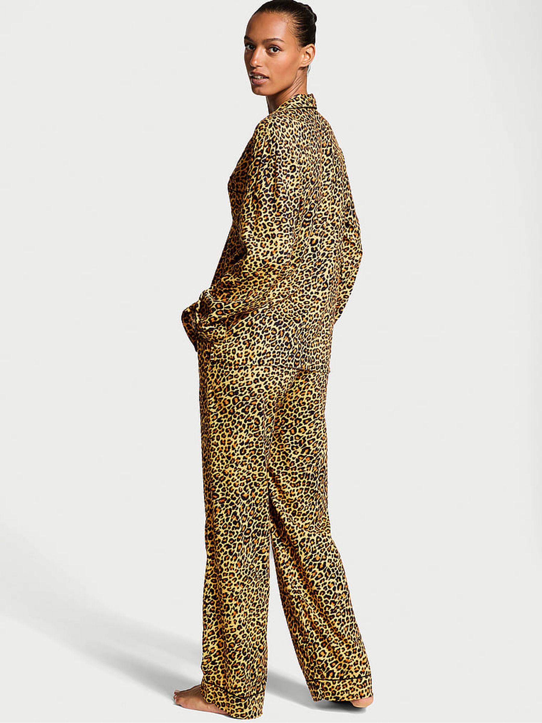 New Glam Leo Flannel Long Pyjama Set - Image 1 of 3