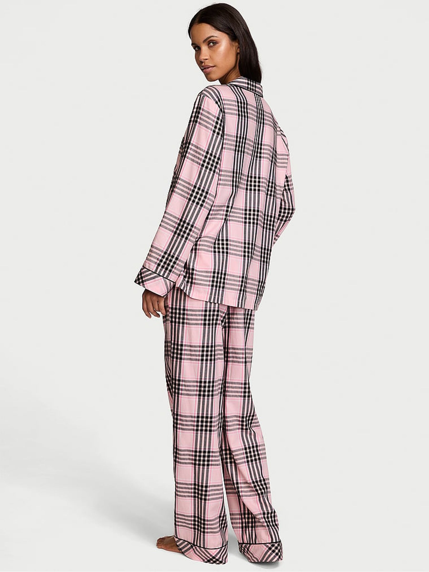 Pretty Blossom Lovely Plaid Pink Flannel Long Pyjama Set - Image 2 of 4