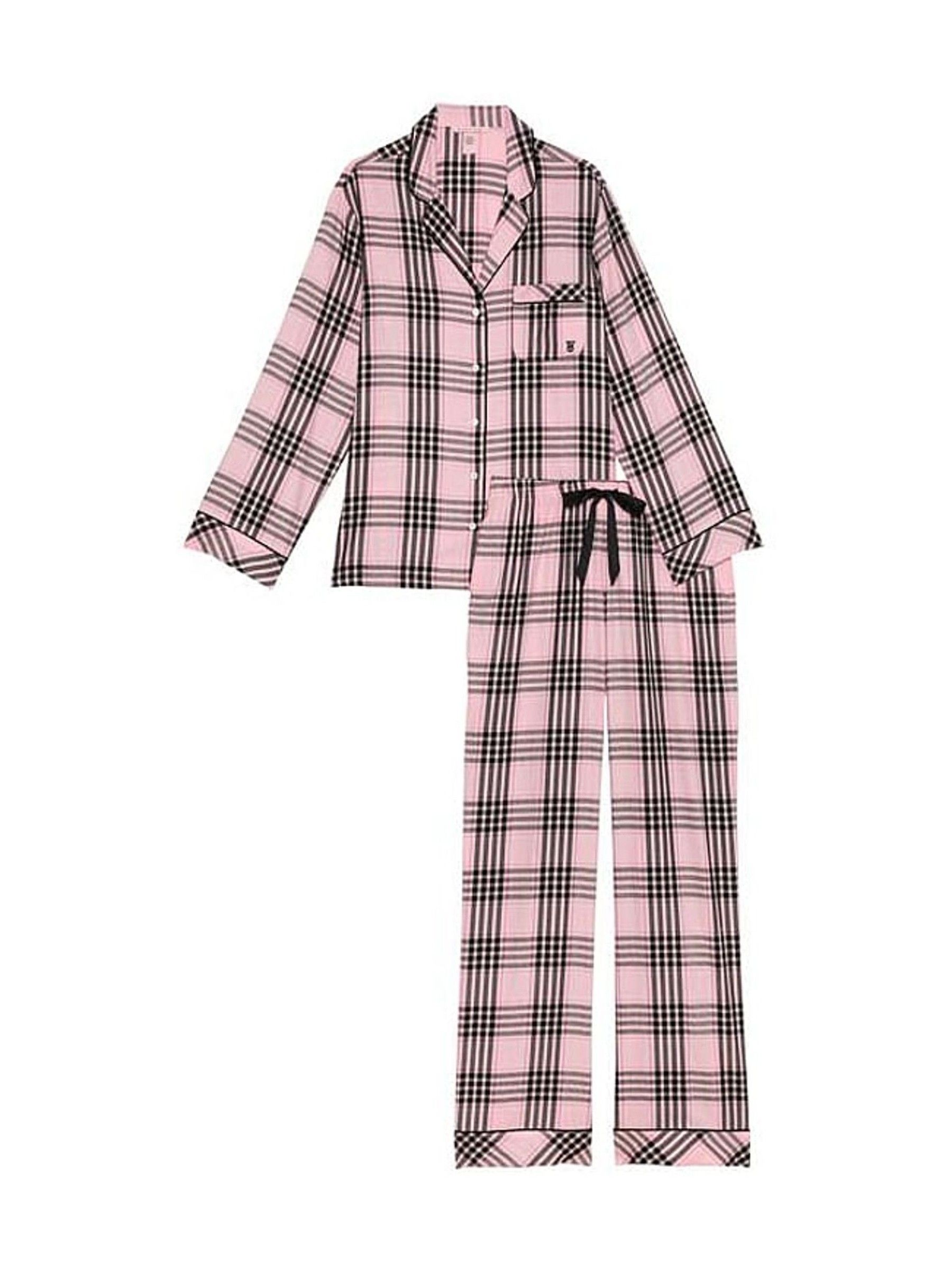 Pretty Blossom Lovely Plaid Pink Flannel Long Pyjama Set - Image 3 of 3 Pretty Blossom Lovely Plaid Pink Flannel Long Pyjama Set - Image 3 of 3