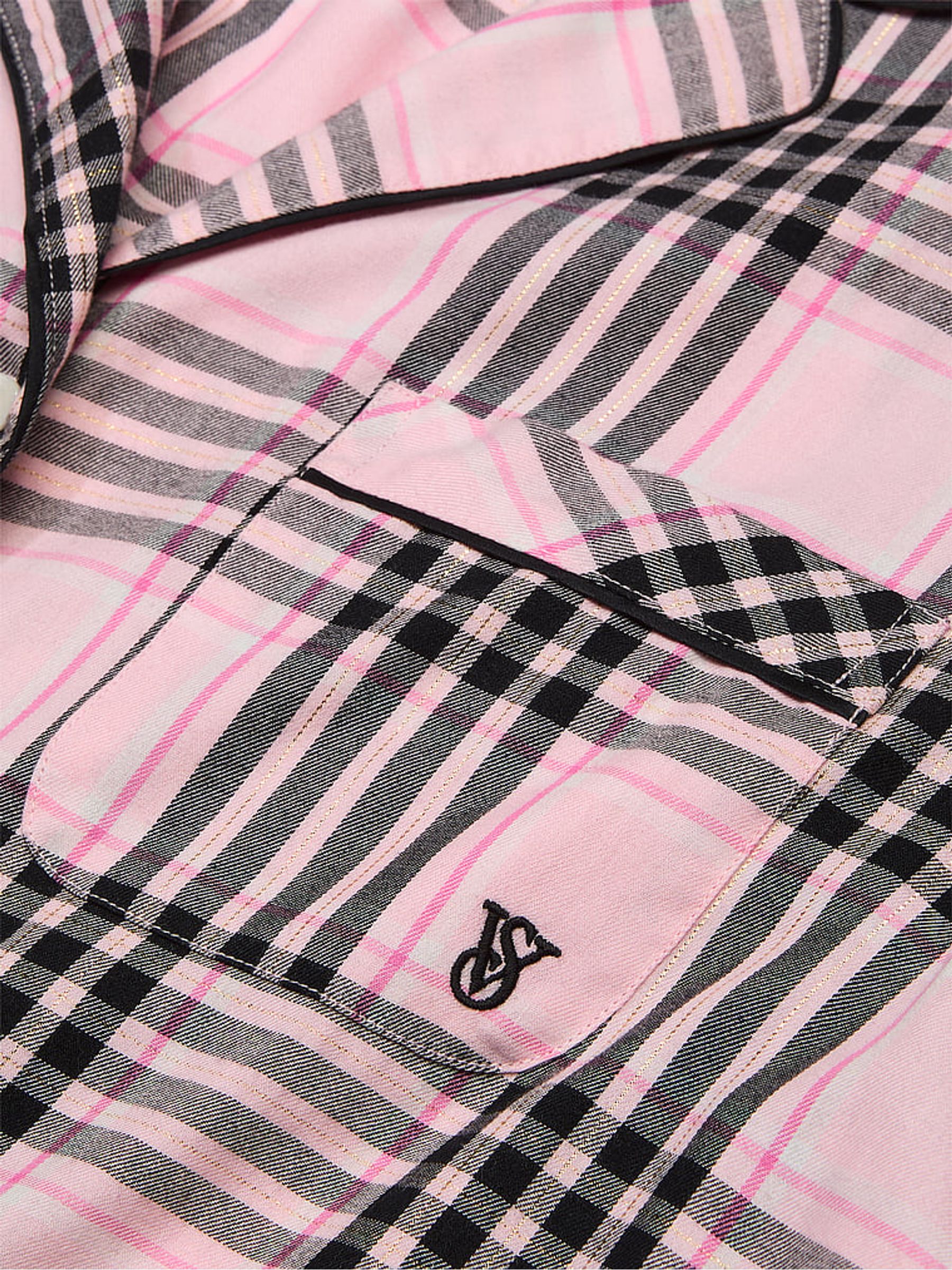Pretty Blossom Lovely Plaid Pink Flannel Long Pyjama Set - Image 4 of 4