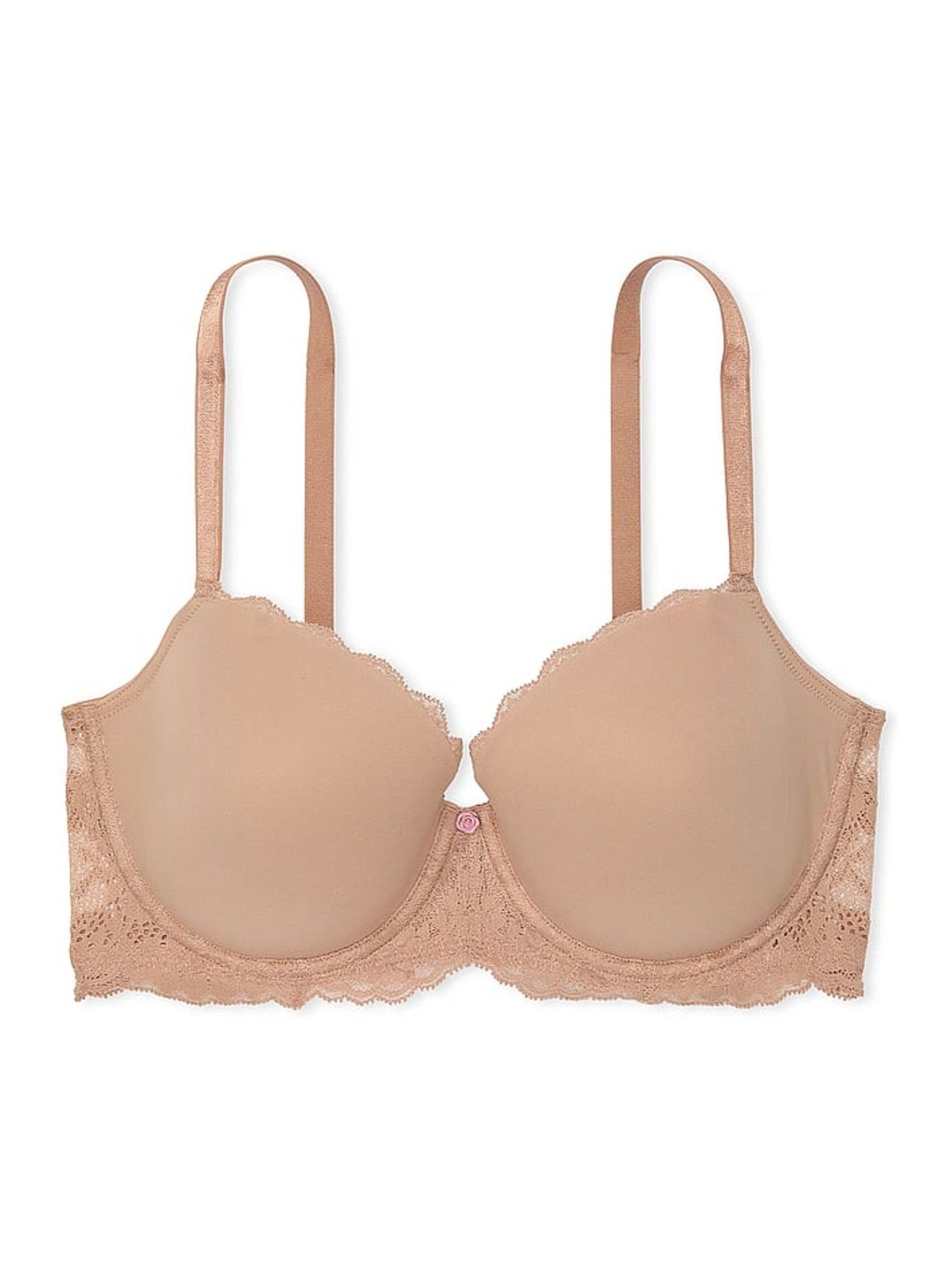 Praline Nude Lace Trim Lightly Lined Demi Bra - Image 4 of 6