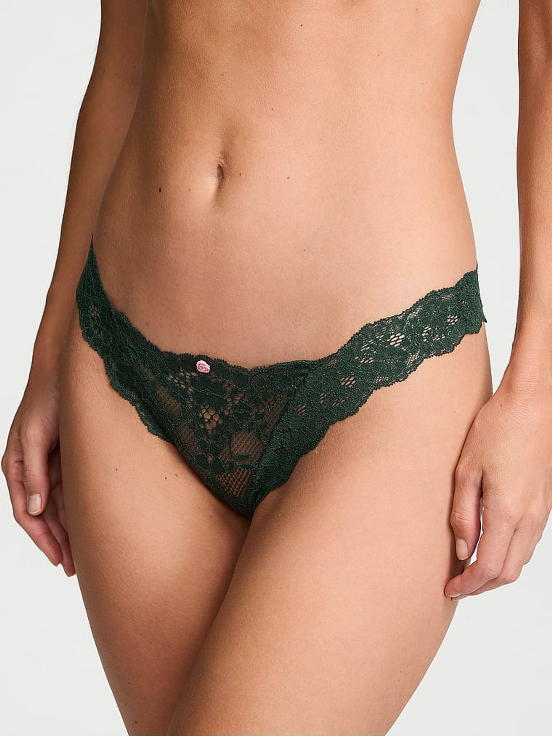 Cilantro Green Brazilian Lace Knickers - Image 1 of 2 Cilantro Green Brazilian Lace Knickers - Image 1 of 2