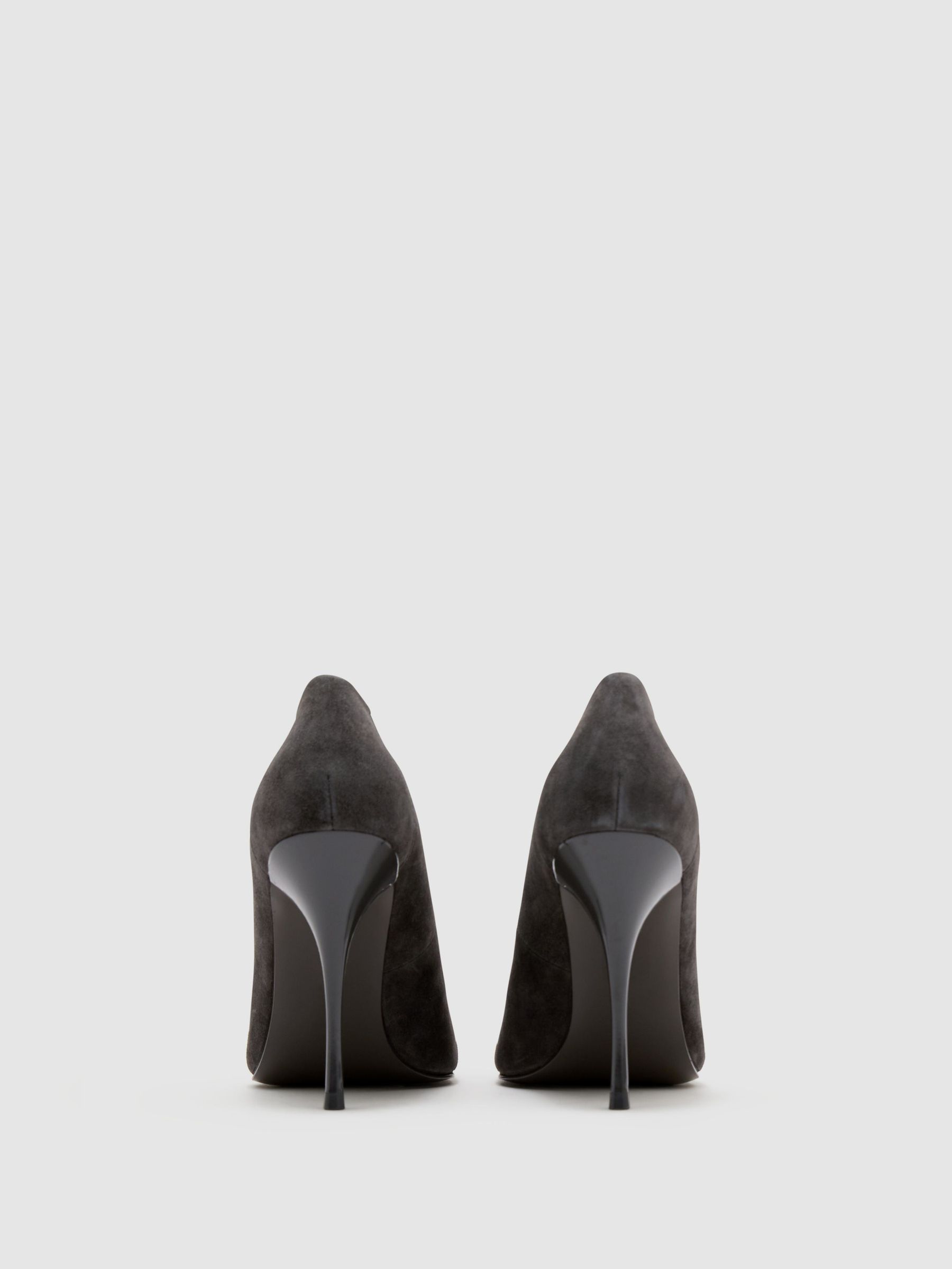 Suede Pointed-Toe High-Heel Court Shoes in Grey - Image 5 of 6