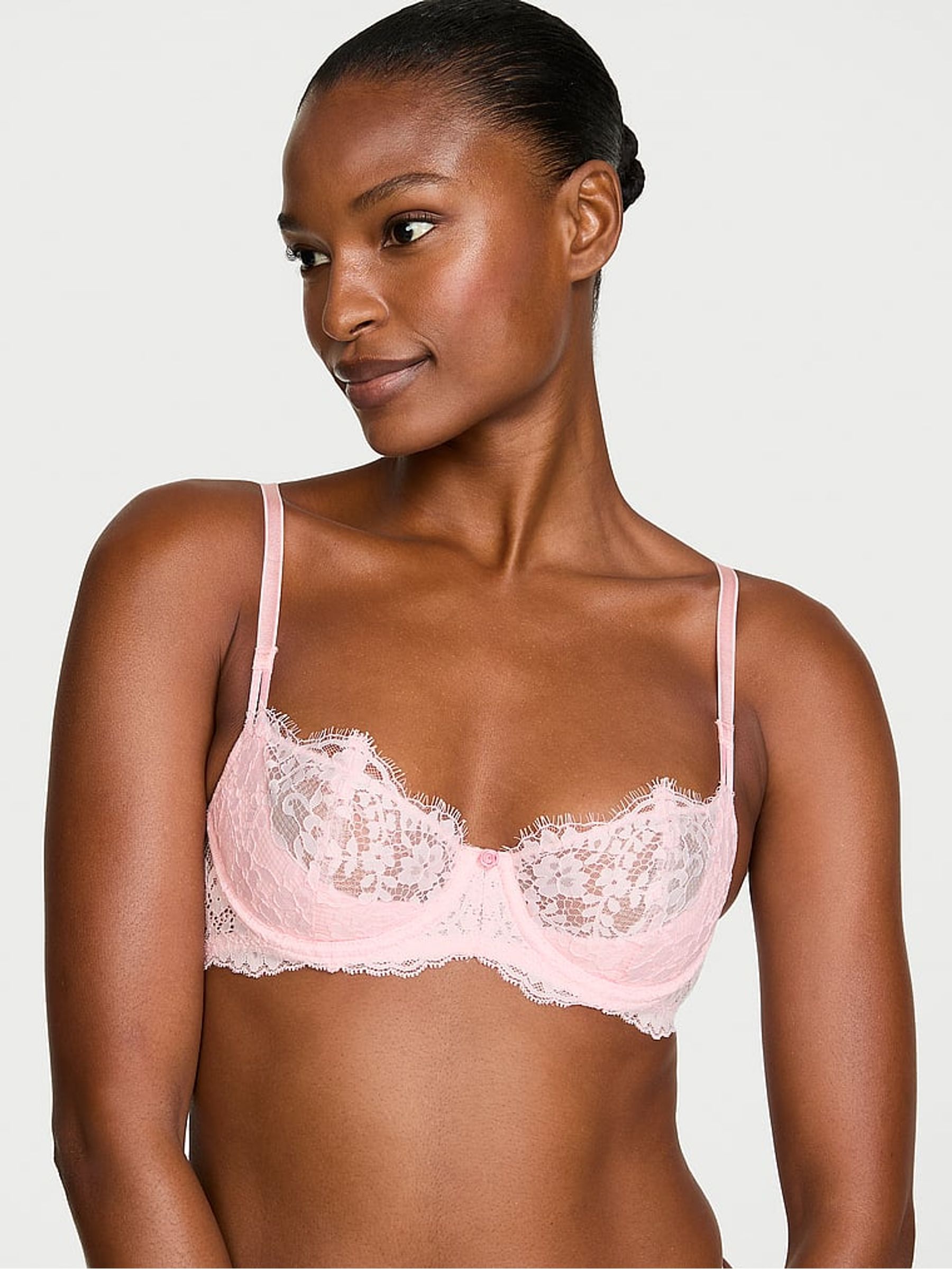 Angel Pink Unlined Balcony Lace Bra - Image 1 of 2 Angel Pink Unlined Balcony Lace Bra - Image 1 of 2