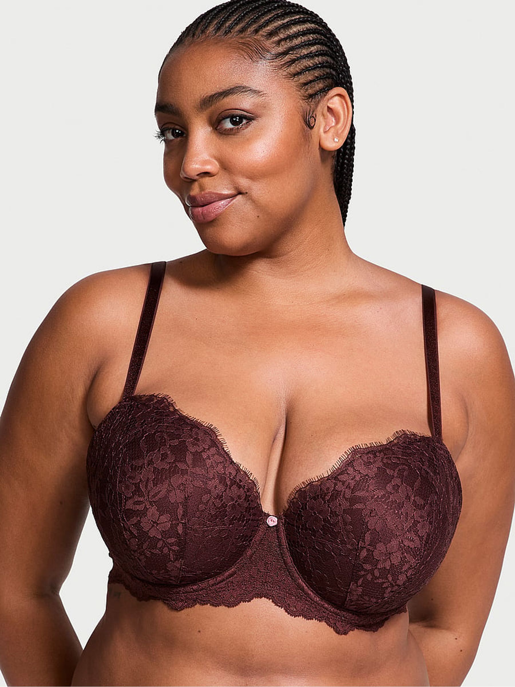 Burgundy Purple Lace Lightly Lined Demi Bra - Image 1 of 5