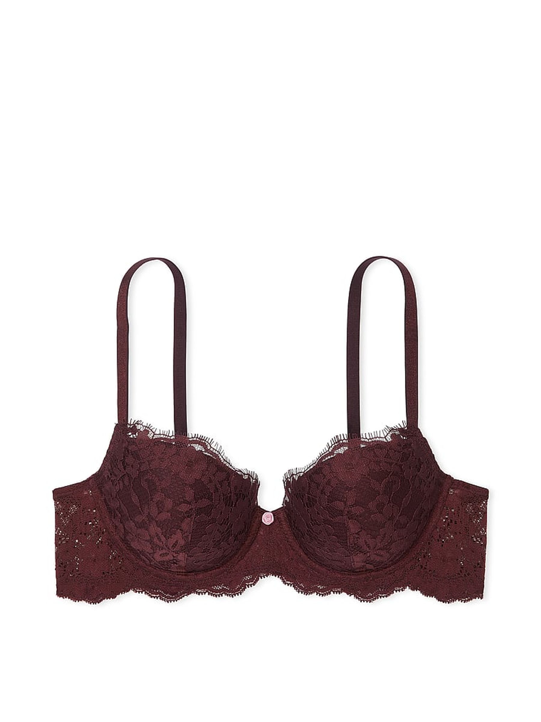 Burgundy Purple Lace Lightly Lined Demi Bra - Image 3 of 5