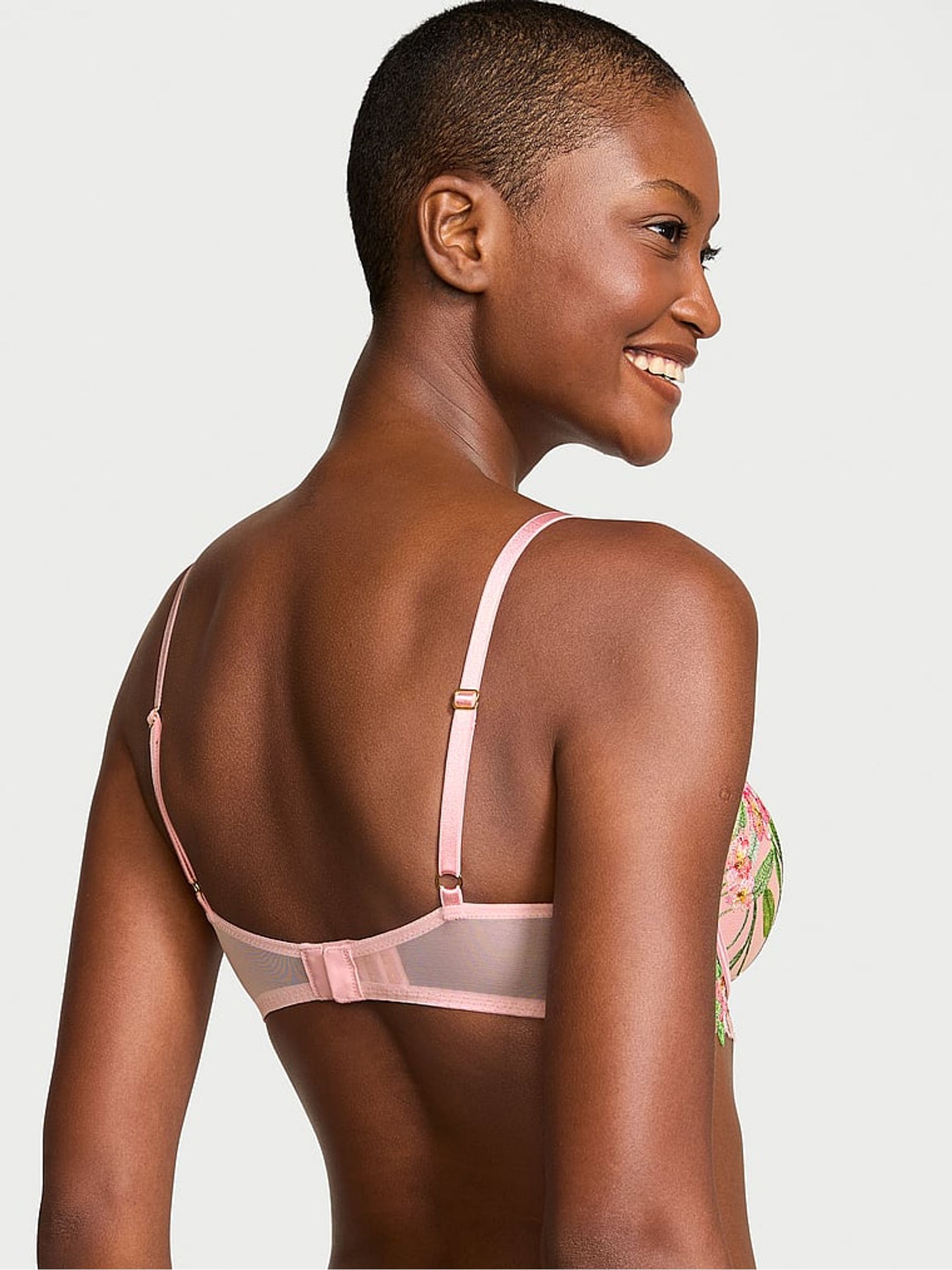 Pink Lightly Lined Demi Lily Embroidery Bra - Image 2 of 4