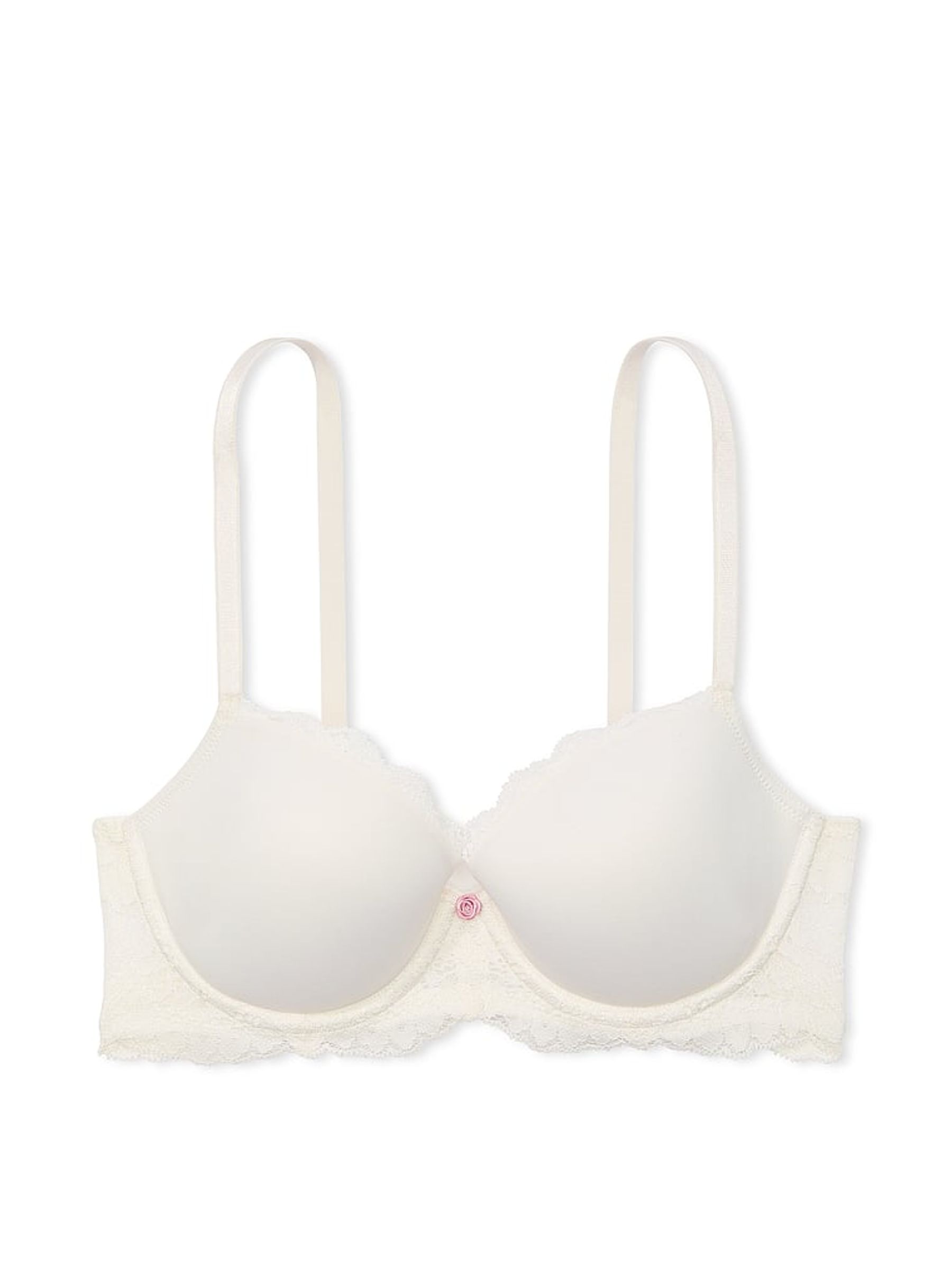 Coconut White Lace Trim Lightly Lined Demi Bra - Image 3 of 5