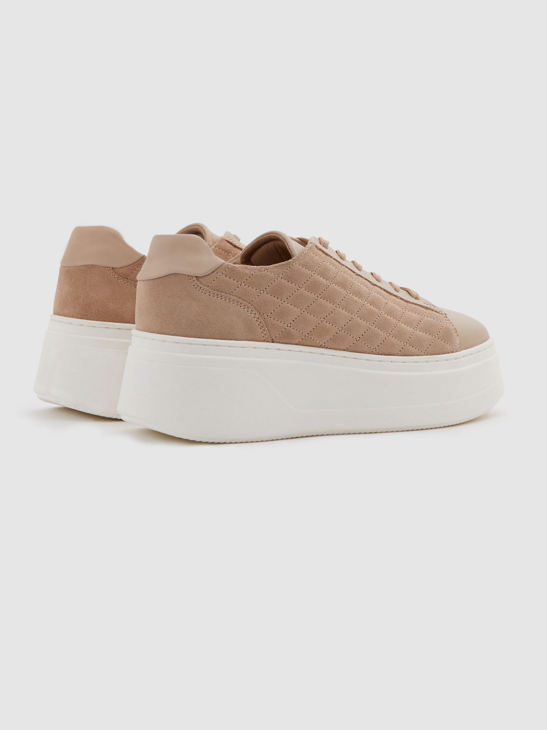 Leather Suede Lattice Trainers in Blush - Image 4 of 5