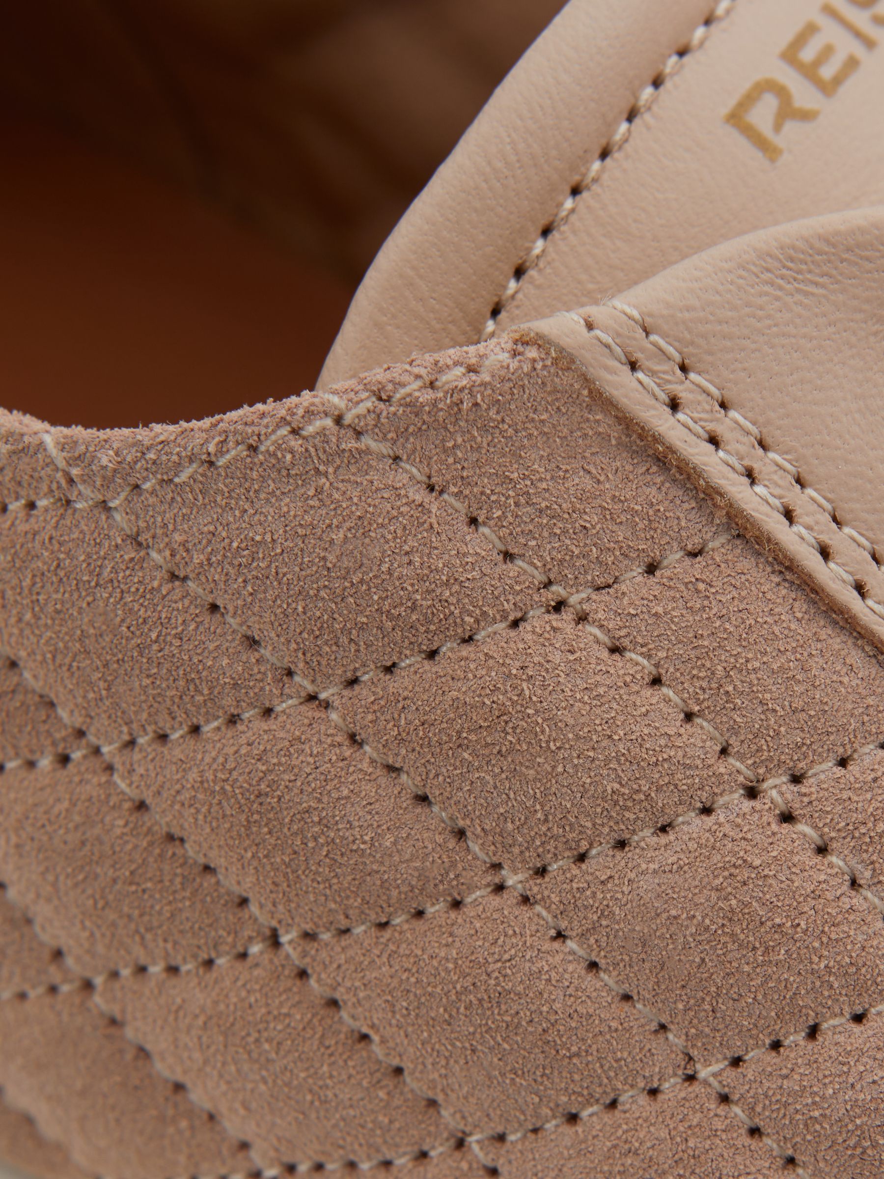 Leather Suede Lattice Trainers in Blush - Image 5 of 5