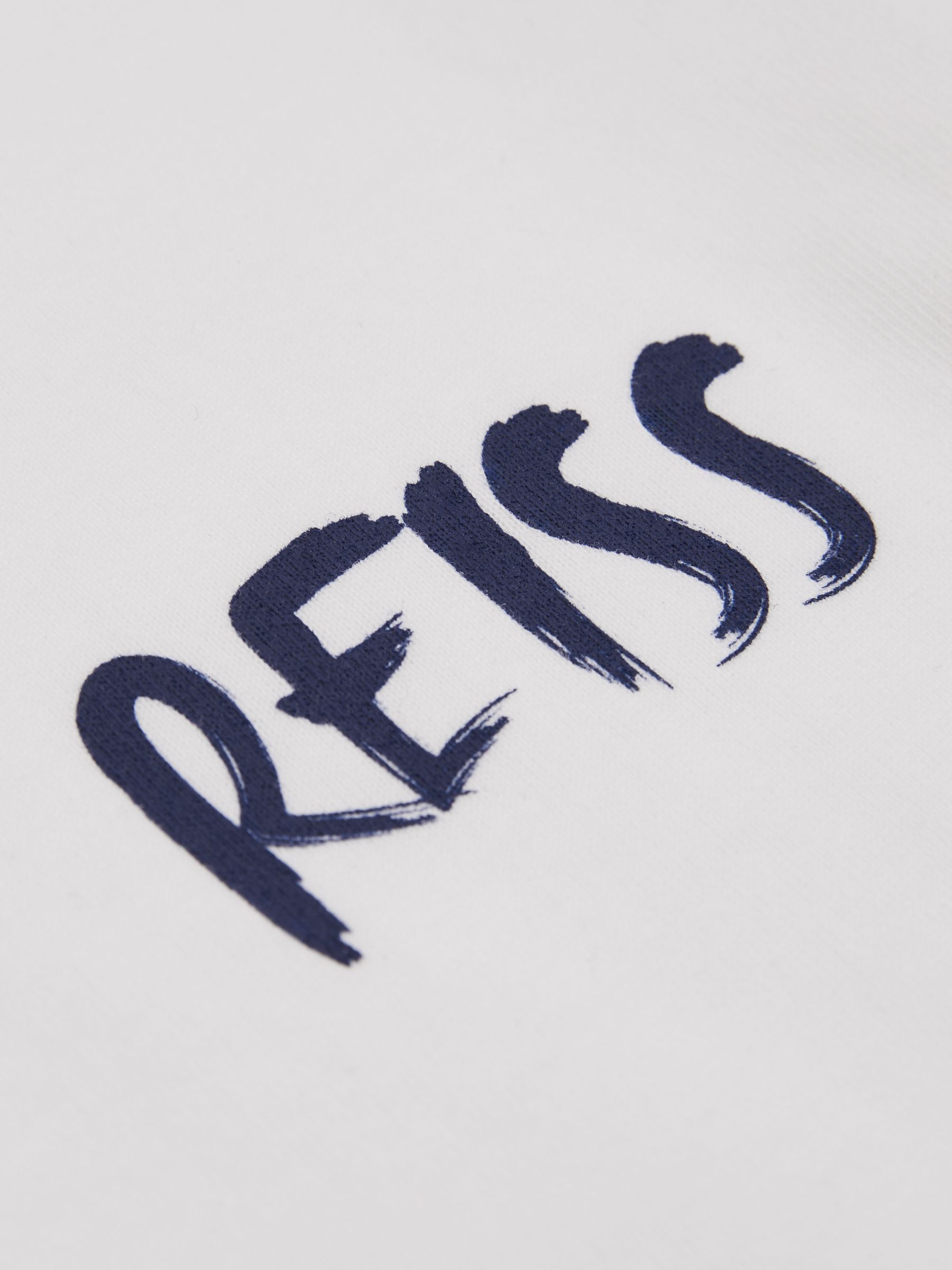9-13 yrs Cotton-Jersey Logo-Print T-shirt in Optic White/Navy - Image 4 of 4