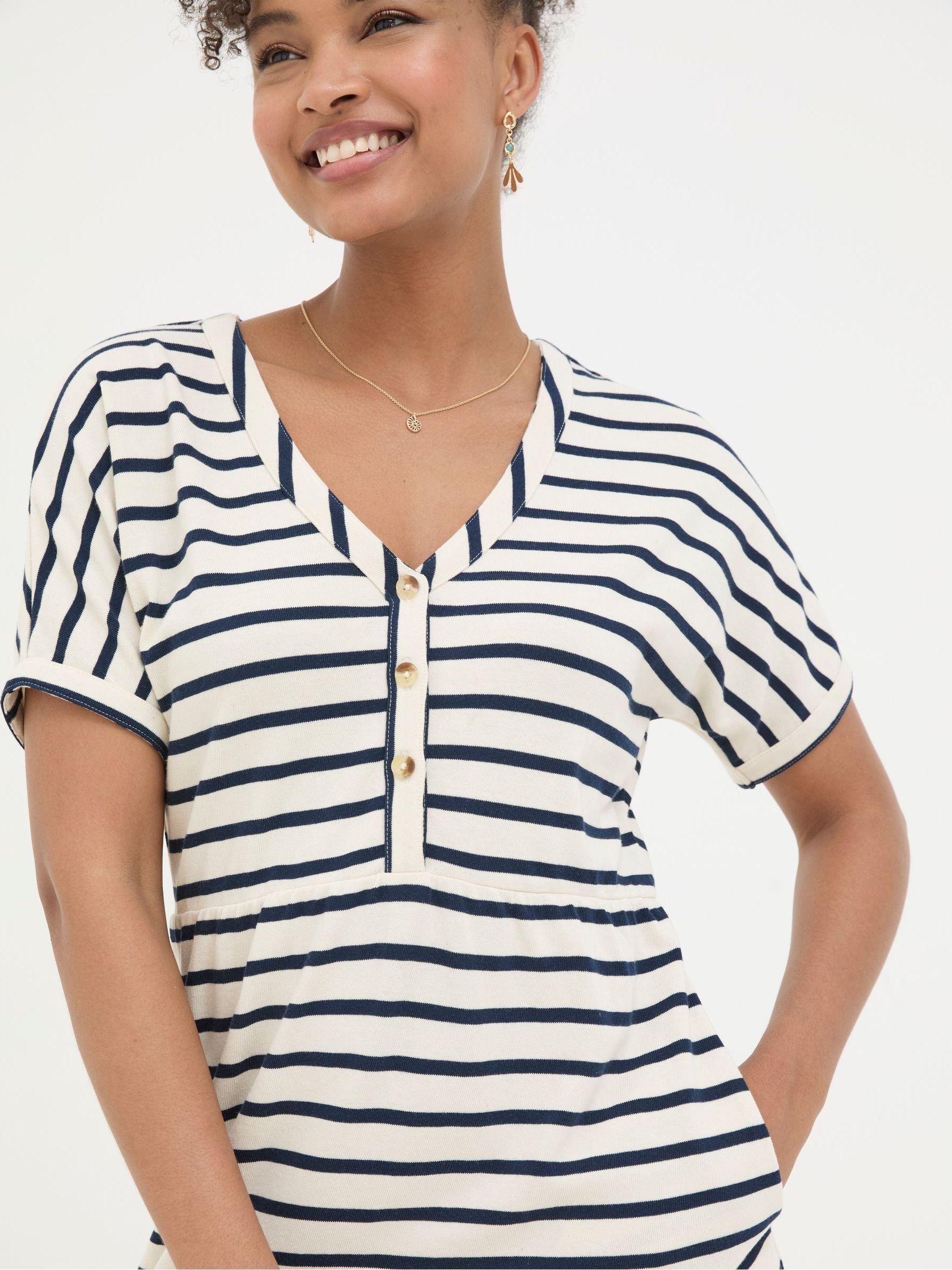 Natural 100% Cotton Maisey Stripe Jersey Dress - Image 3 of 4