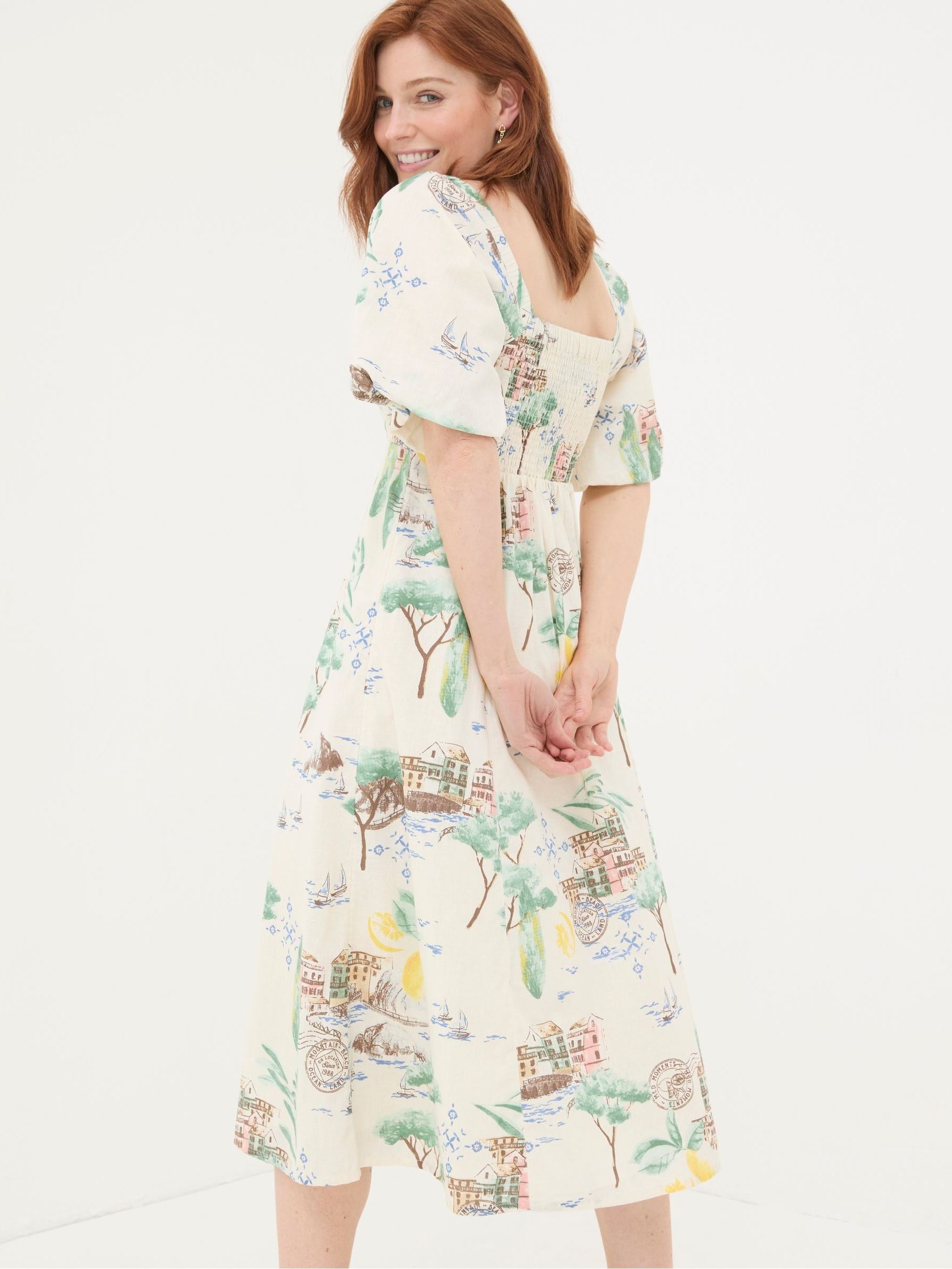 Lucie Natural Postcard Midi Dress - Image 2 of 7