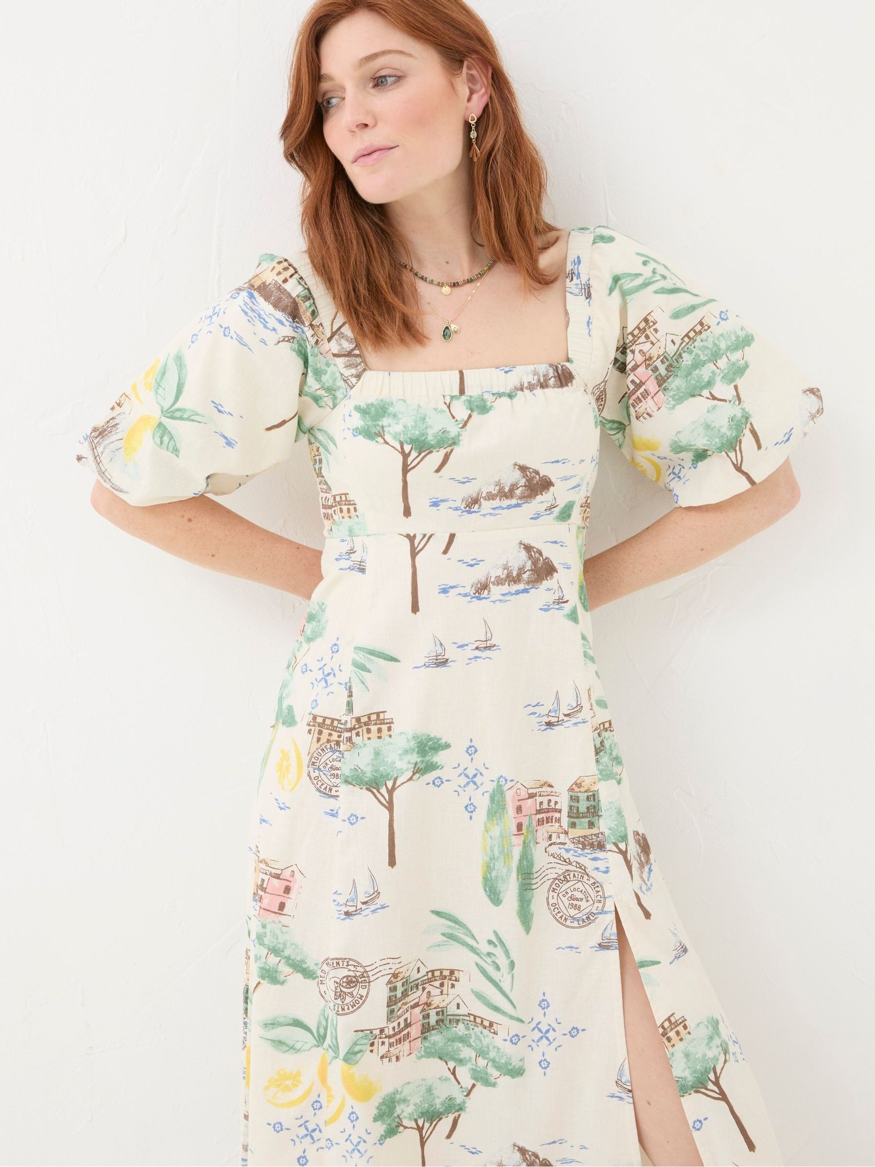 Lucie Natural Postcard Midi Dress - Image 5 of 7