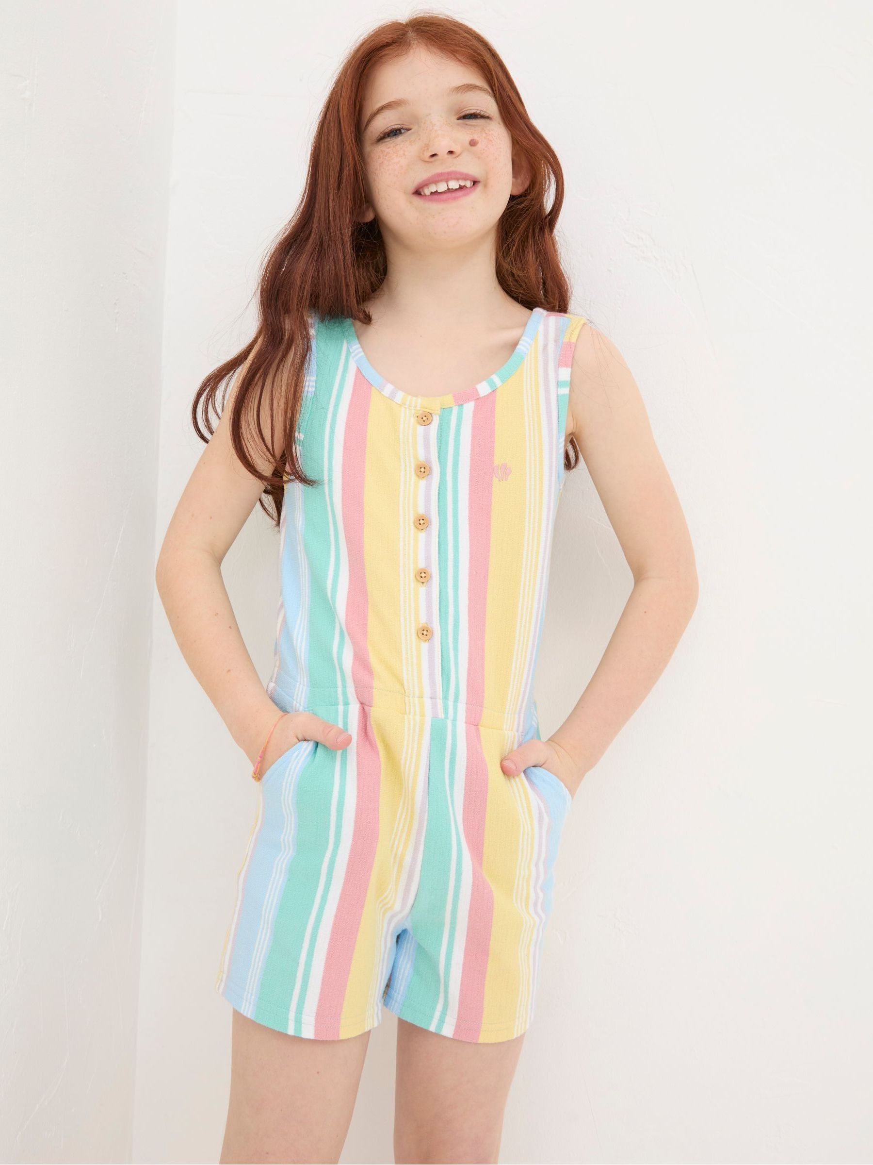 Evie Blue Stripe Playsuit - Image 1 of 5